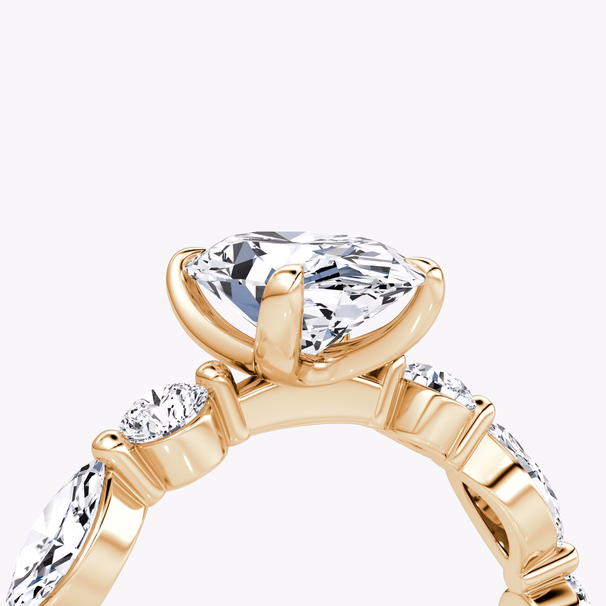 The Mixed Shape Single Shared Prong | Oval | 14k | Rose Gold | bandAccent: Plain | diamondOrientation: vertical | caratWeight: other
