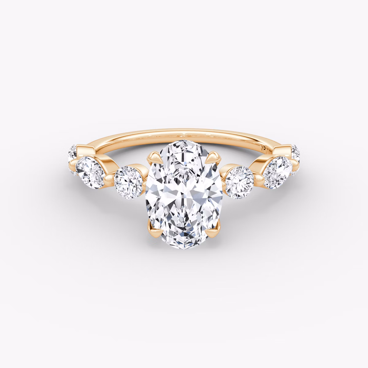 Mixed Shape Single Shared Prong | Oval | 14k | Roségold | bandAccent: Ohne Pavé-Besatz | diamondOrientation: vertical | caratWeight: other