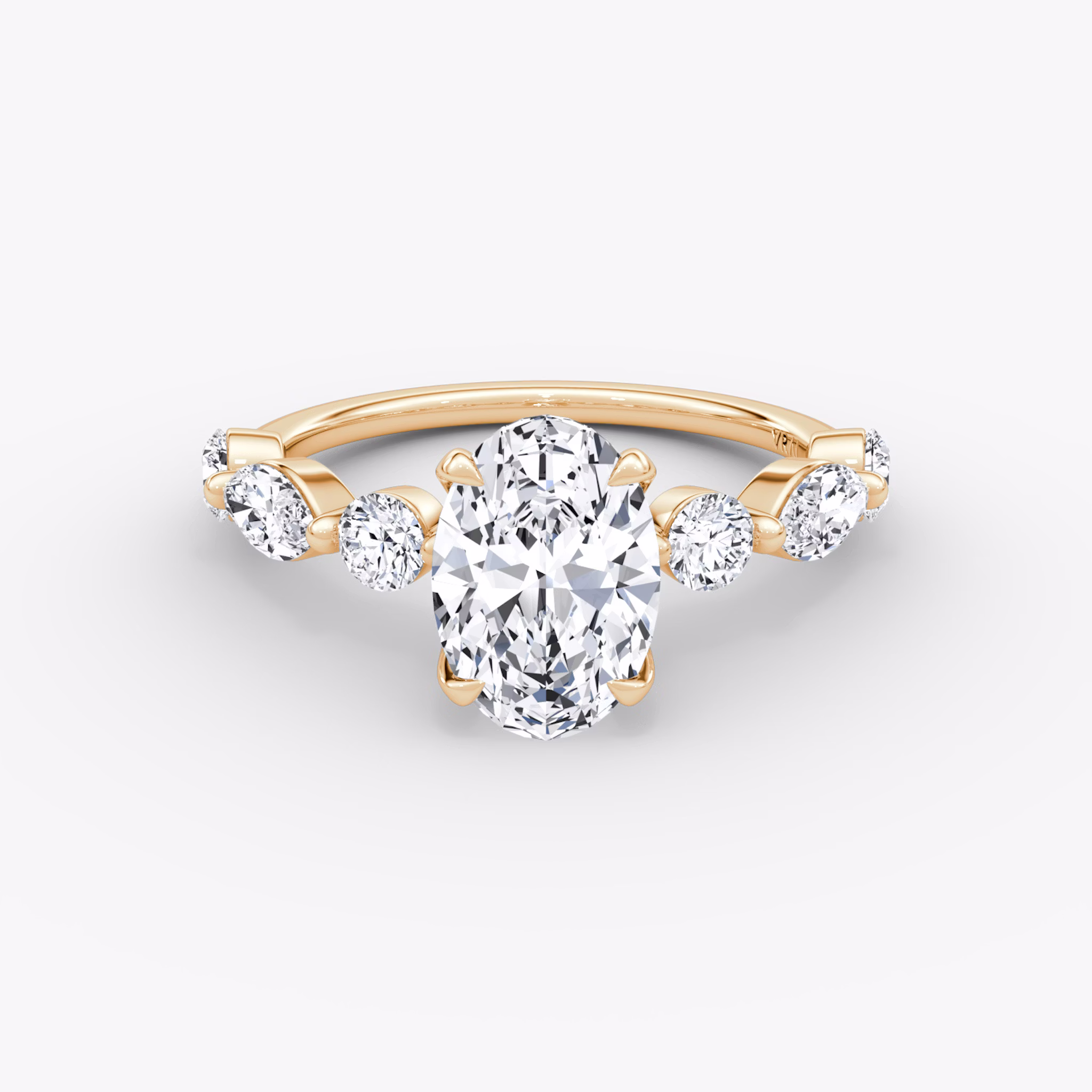 The Mixed Shape Single Shared Prong | Oval | 14k | Rose Gold | bandAccent: Plain | diamondOrientation: vertical | caratWeight: other