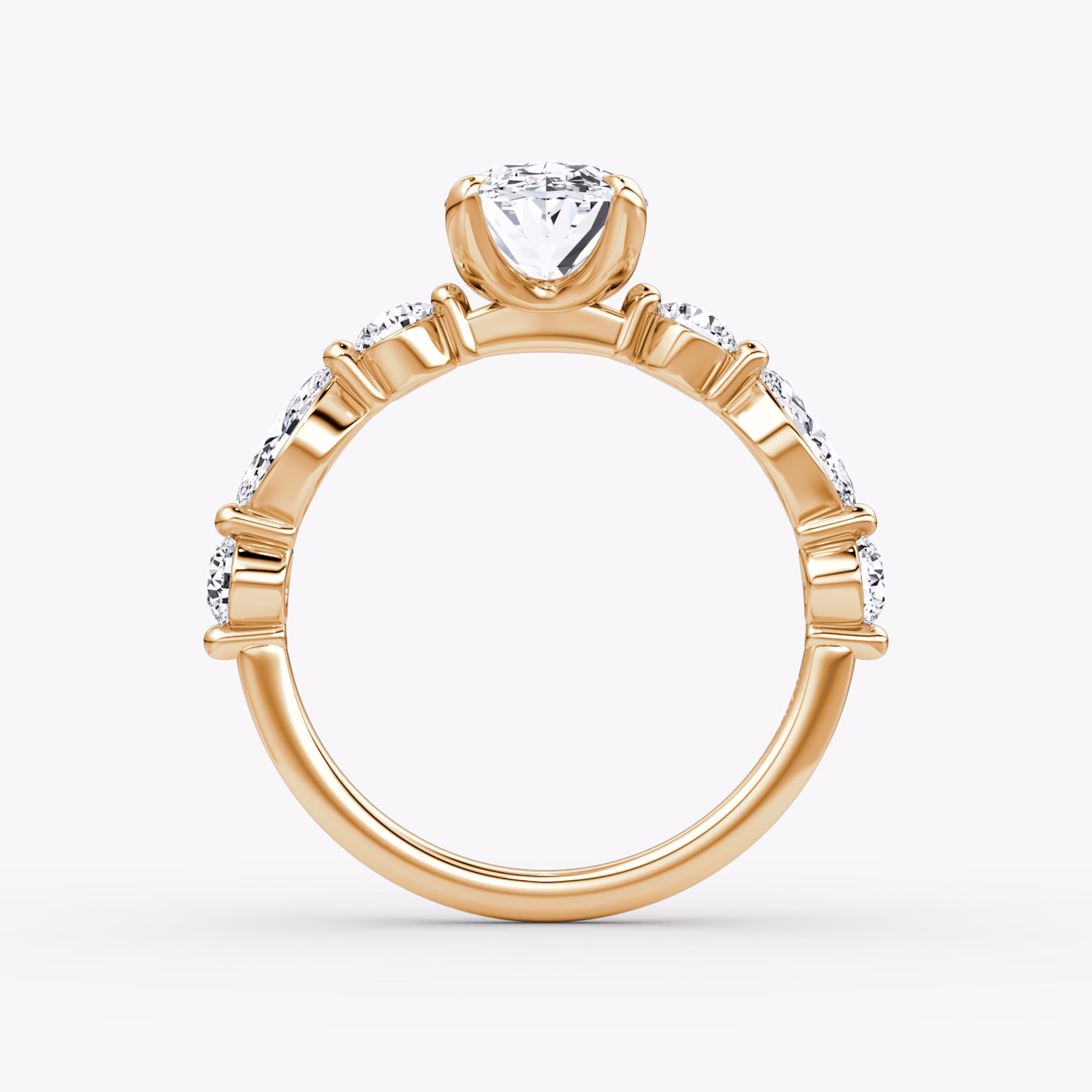 The Mixed Shape Single Shared Prong | Oval | 14k | Rose Gold | bandAccent: Plain | diamondOrientation: vertical | caratWeight: other