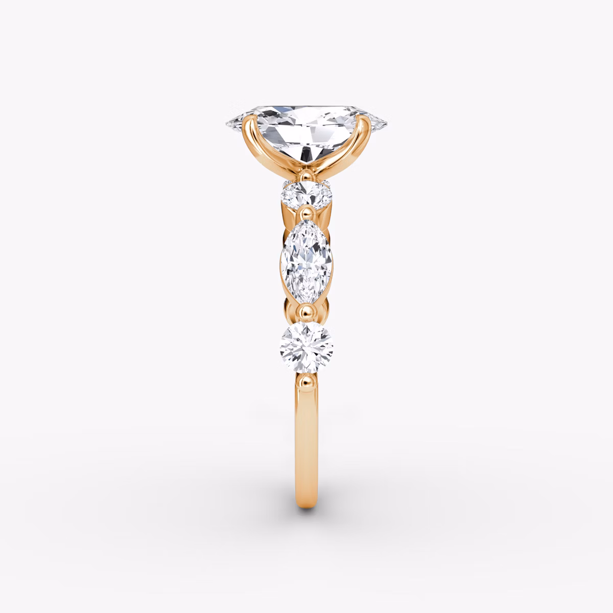 Mixed Shape Single Shared Prong | Oval | 14k | Roségold | bandAccent: Ohne Pavé-Besatz | diamondOrientation: vertical | caratWeight: other