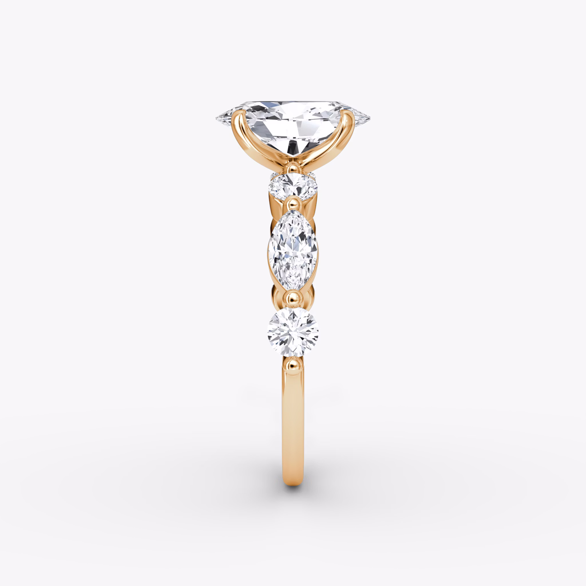 The Mixed Shape Single Shared Prong | Oval | 14k | Rose Gold | bandAccent: Plain | diamondOrientation: vertical | caratWeight: other