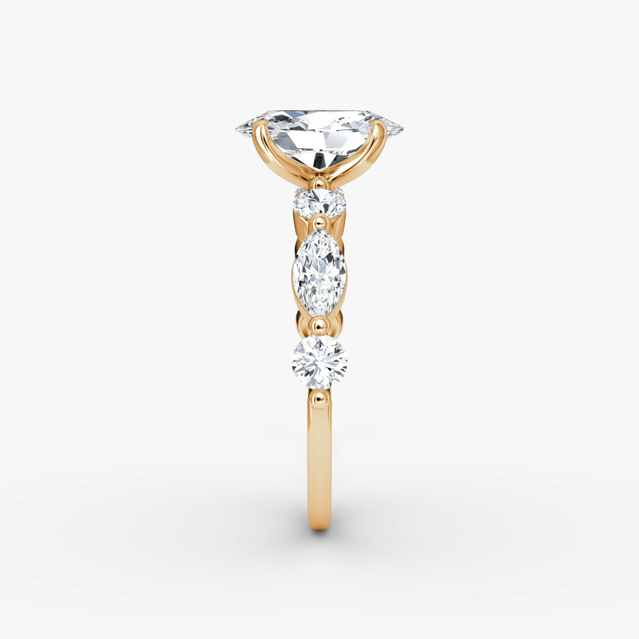 The Mixed Shape Single Shared Prong | Oval | 14k | Rose Gold | bandAccent: Plain | diamondOrientation: vertical | caratWeight: other