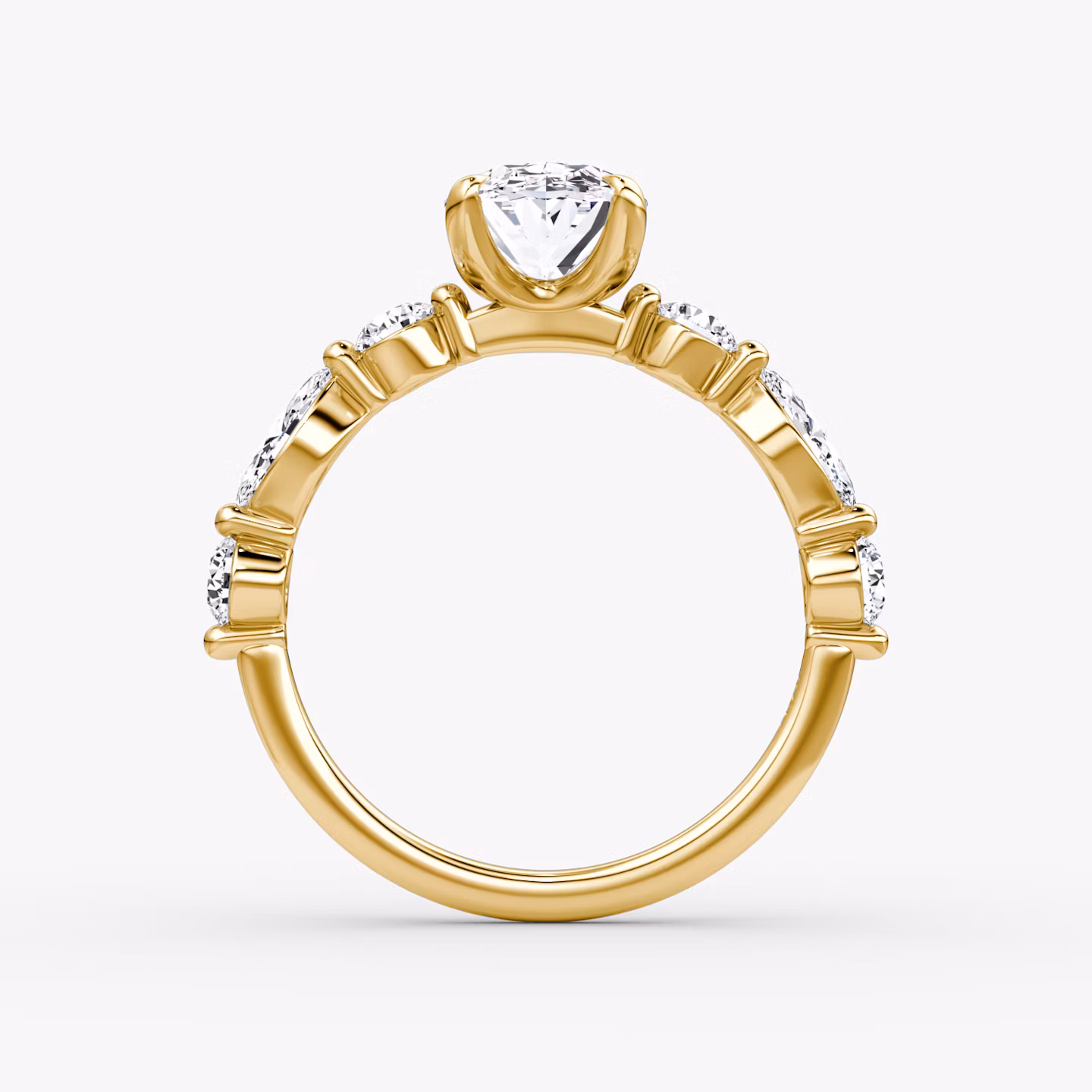 The Mixed Shape Single Shared Prong | Oval | 18k | Yellow Gold | bandAccent: Plain | diamondOrientation: vertical | caratWeight: other