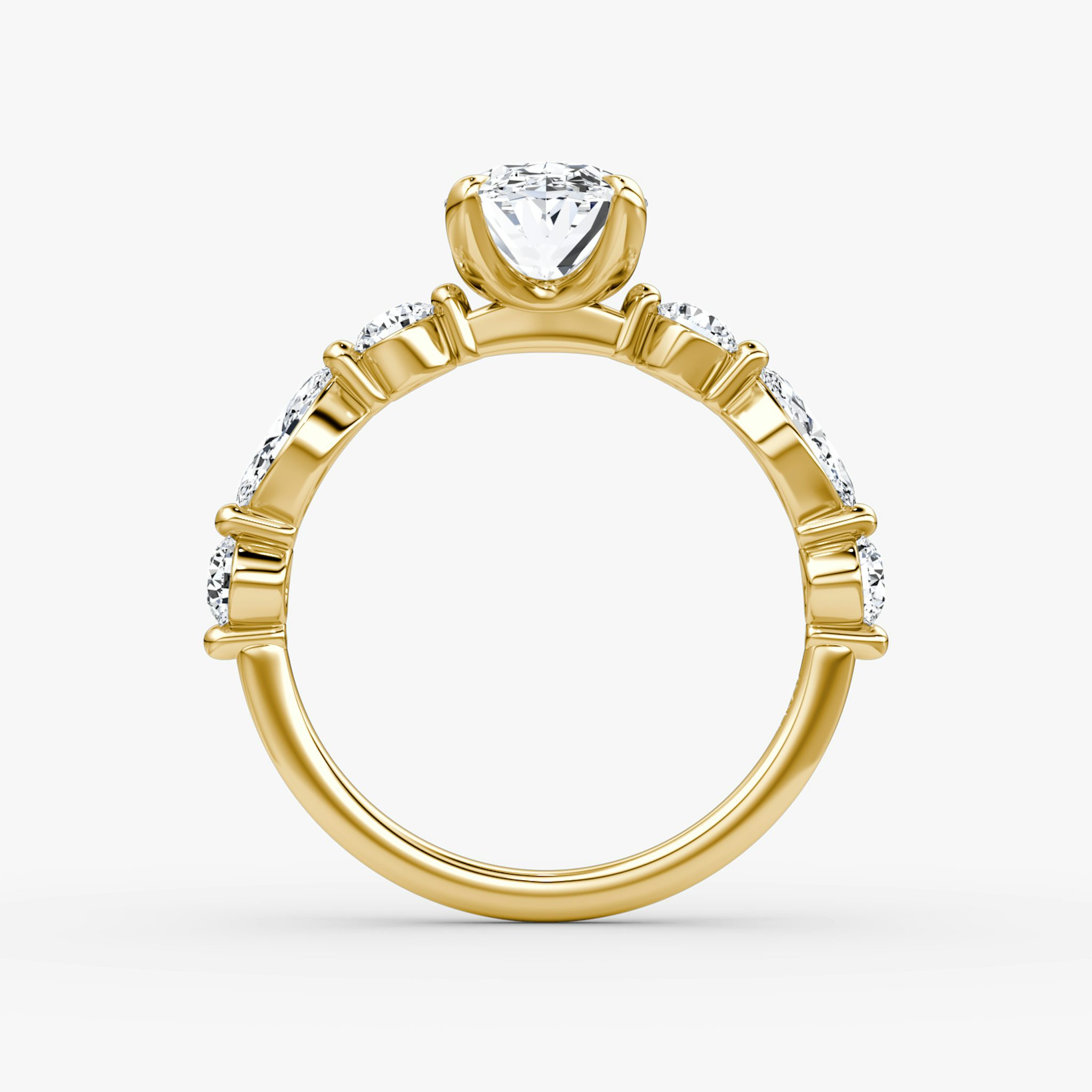 The Mixed Shape Single Shared Prong | Oval | 18k | Yellow Gold | bandAccent: Plain | diamondOrientation: vertical | caratWeight: other