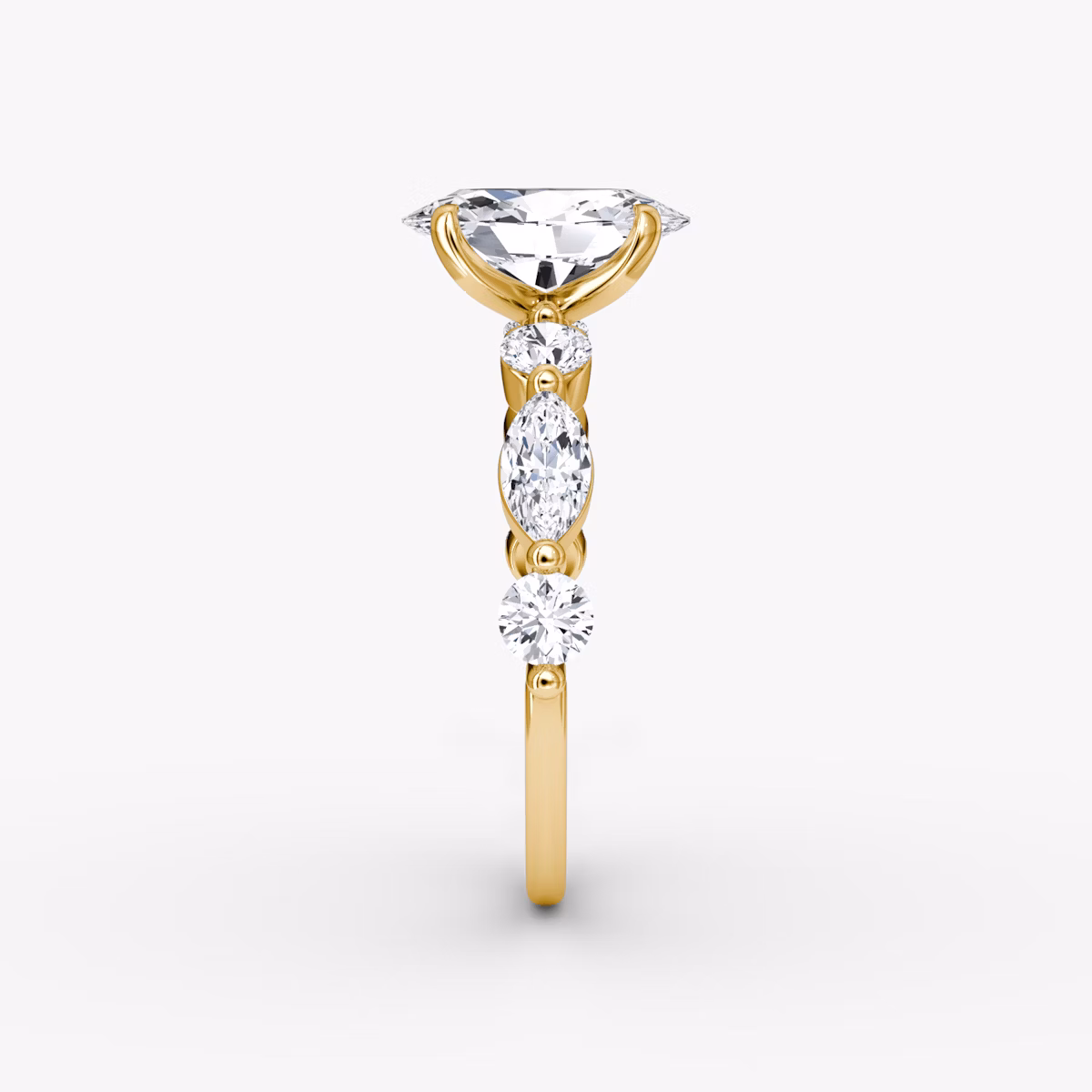 The Mixed Shape Single Shared Prong | Oval | 18k | Yellow Gold | bandAccent: Plain | diamondOrientation: vertical | caratWeight: other