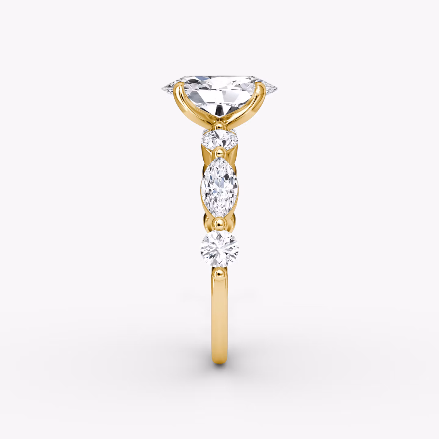 The Mixed Shape Single Shared Prong | Oval | 18k | Yellow Gold | bandAccent: Plain | diamondOrientation: vertical | caratWeight: other