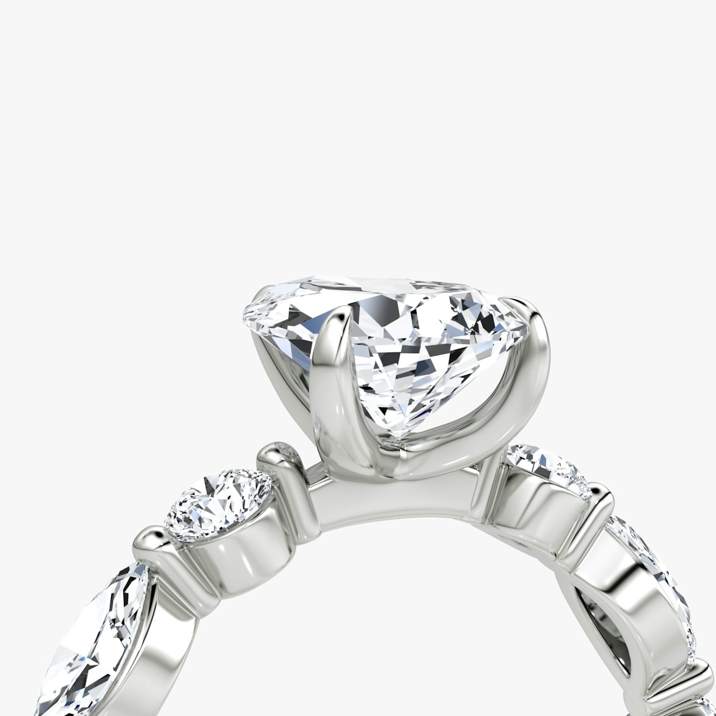 The Mixed Shape Single Shared Prong | Pear | Platinum | bandAccent: Plain | diamondOrientation: vertical | caratWeight: other