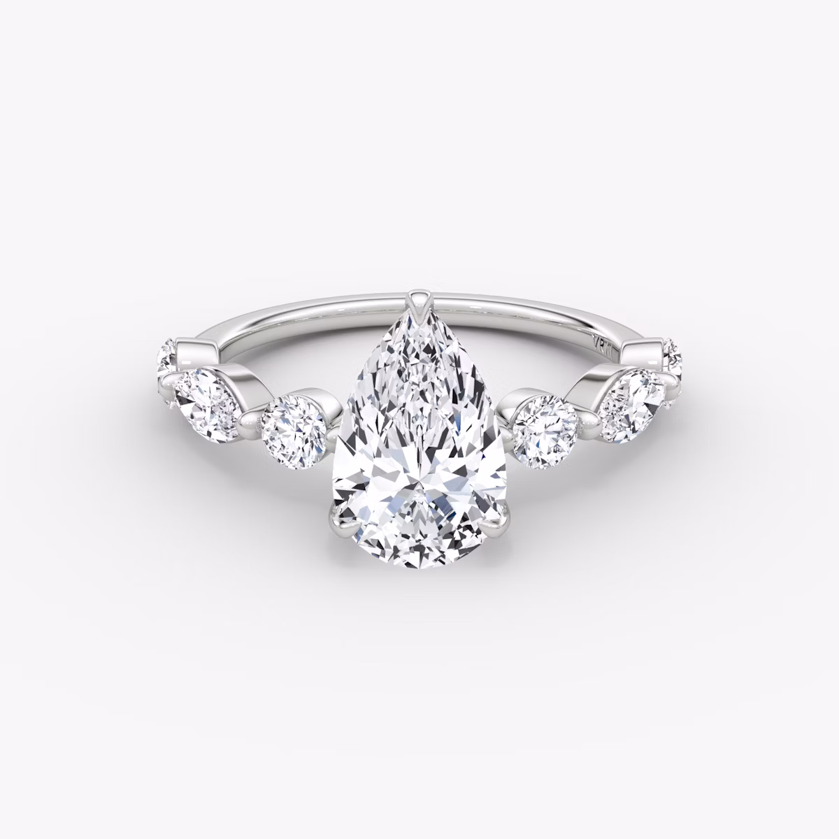 The Mixed Shape Single Shared Prong | Pear | 18k | White Gold | bandAccent: Plain | diamondOrientation: vertical | caratWeight: other