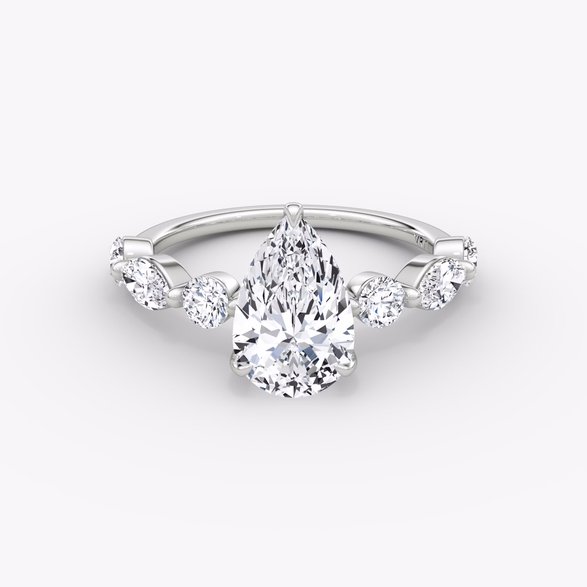 The Mixed Shape Single Shared Prong | Pear | 18k | White Gold | bandAccent: Plain | diamondOrientation: vertical | caratWeight: other