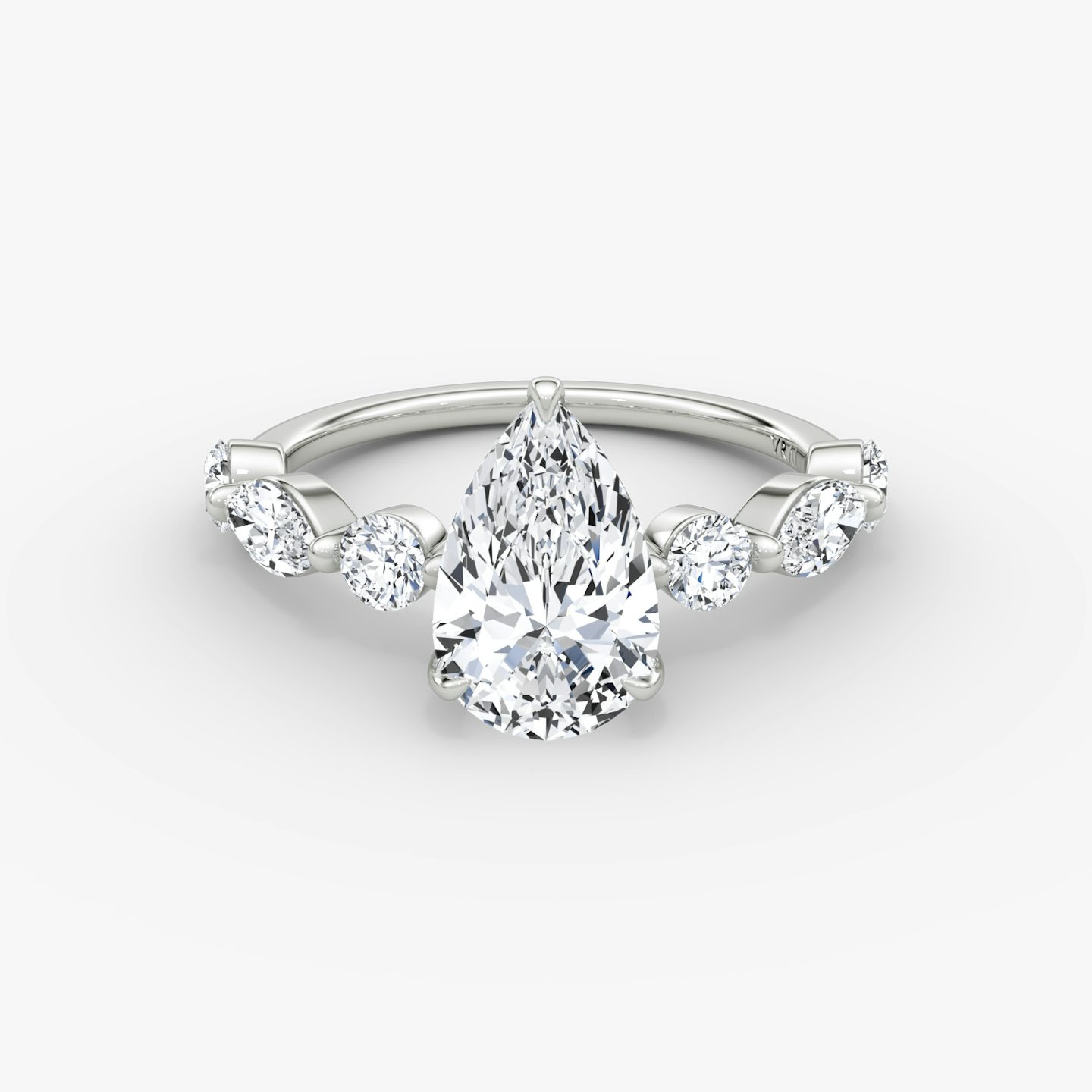 The Mixed Shape Single Shared Prong | Pear | Platinum | bandAccent: Plain | diamondOrientation: vertical | caratWeight: other