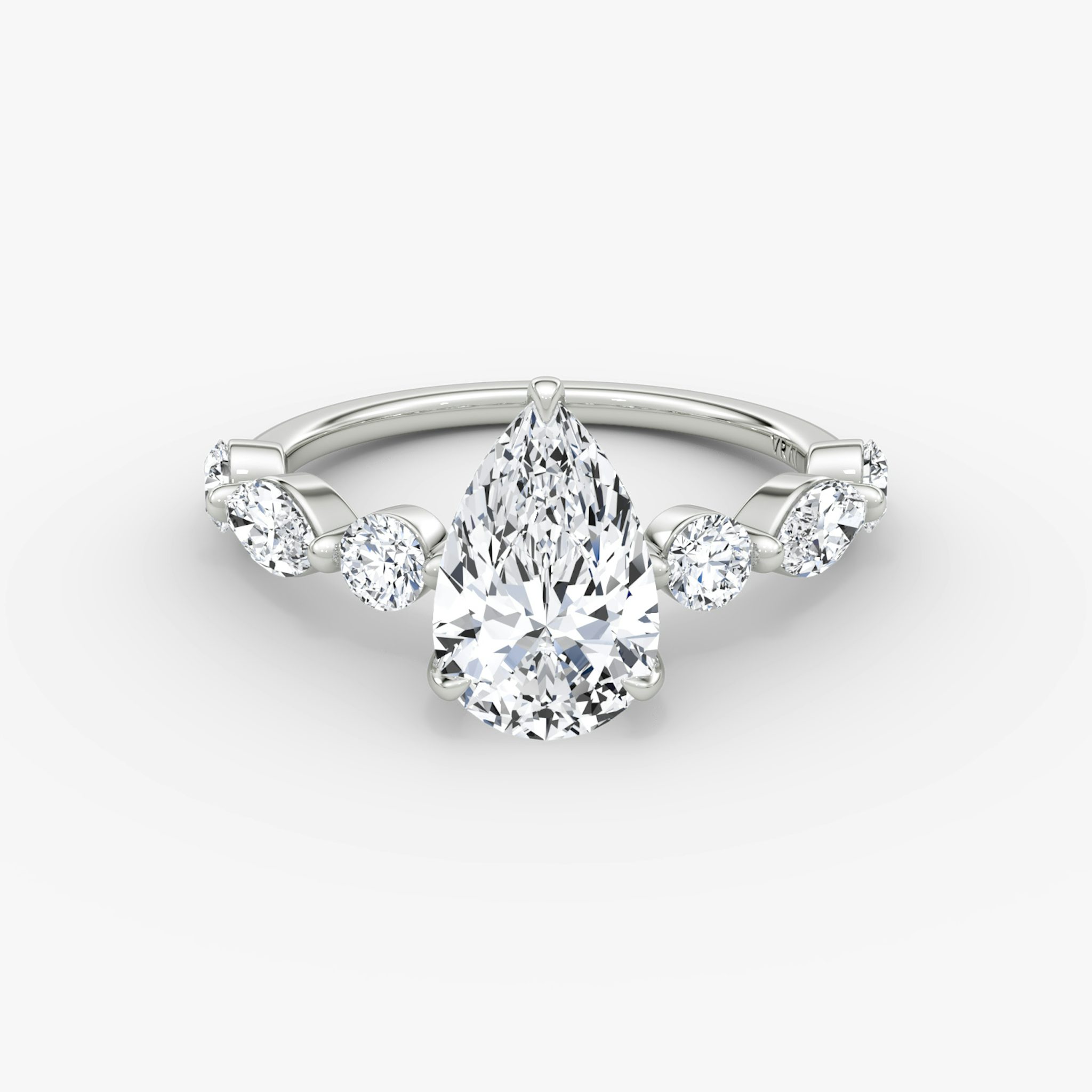 The Mixed Shape Single Shared Prong | Pear | 18k | White Gold | bandAccent: Plain | diamondOrientation: vertical | caratWeight: other