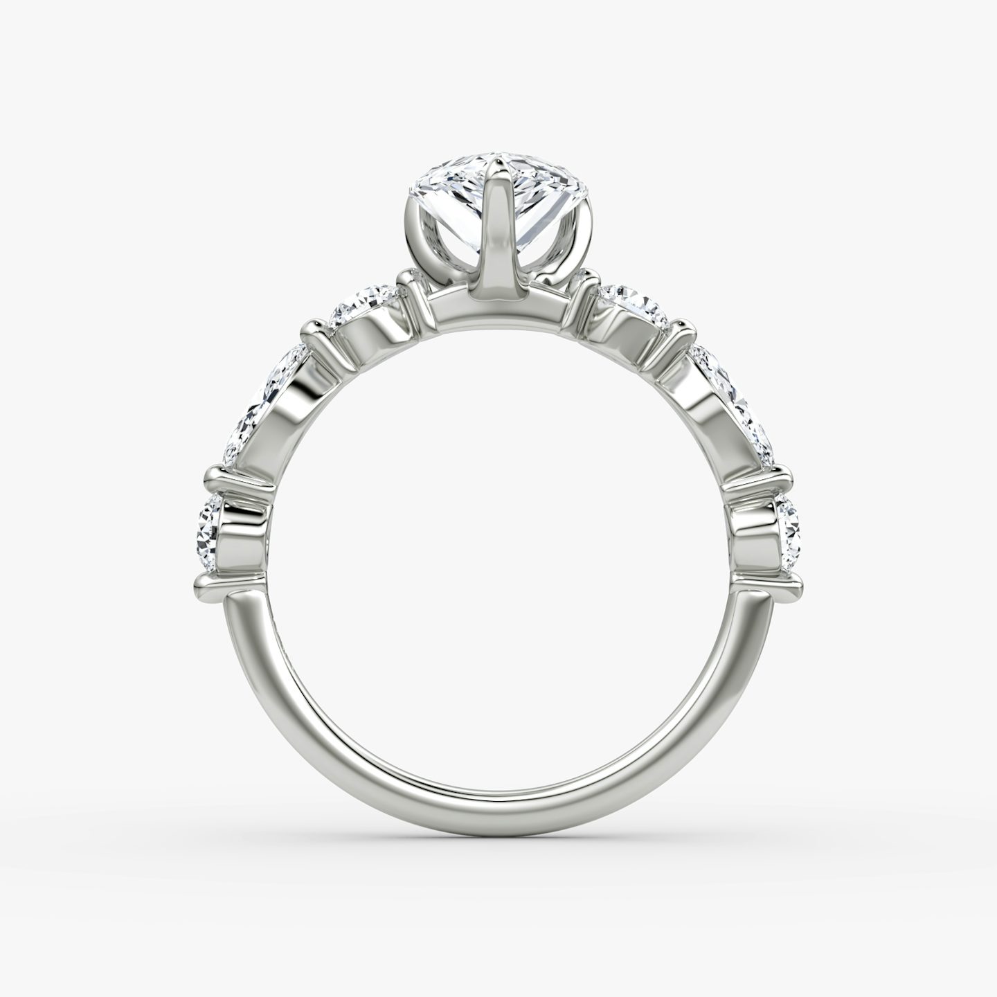 The Mixed Shape Single Shared Prong | Pear | Platinum | bandAccent: Plain | diamondOrientation: vertical | caratWeight: other