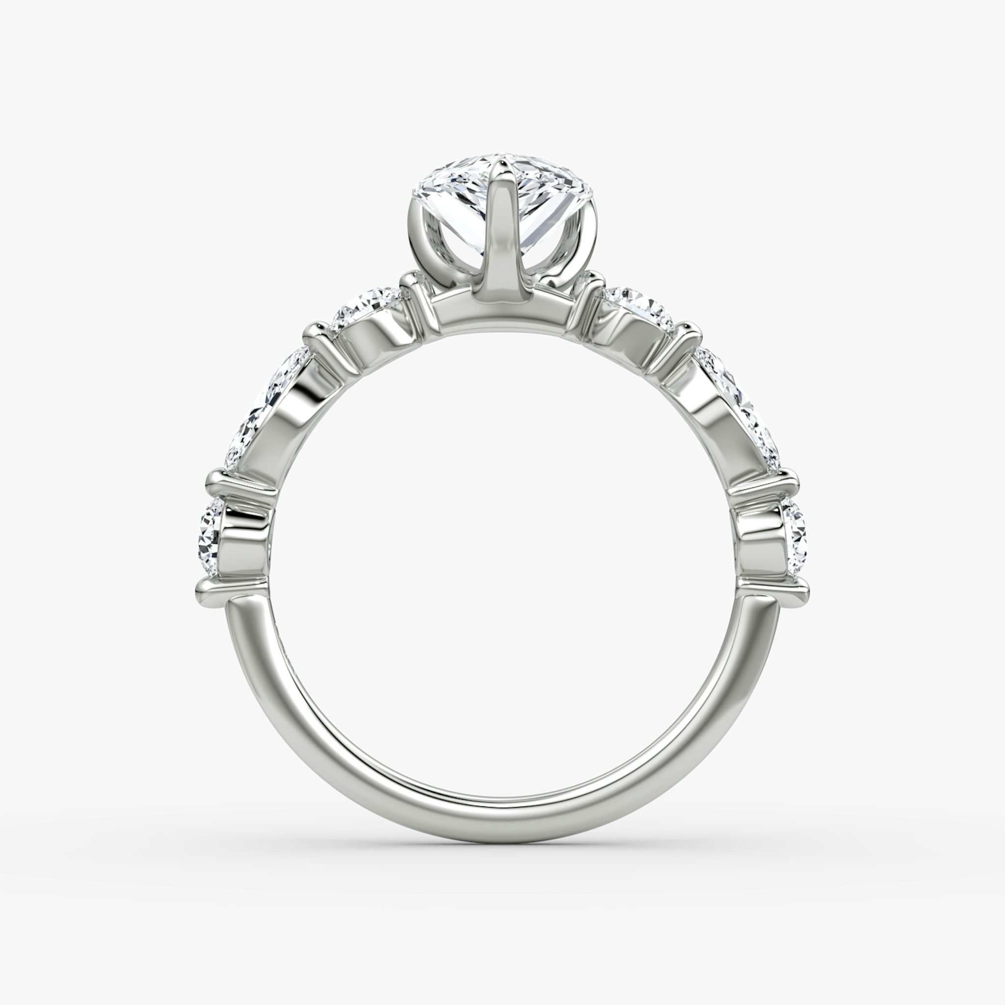 The Mixed Shape Single Shared Prong | Pear | 18k | White Gold | bandAccent: Plain | diamondOrientation: vertical | caratWeight: other