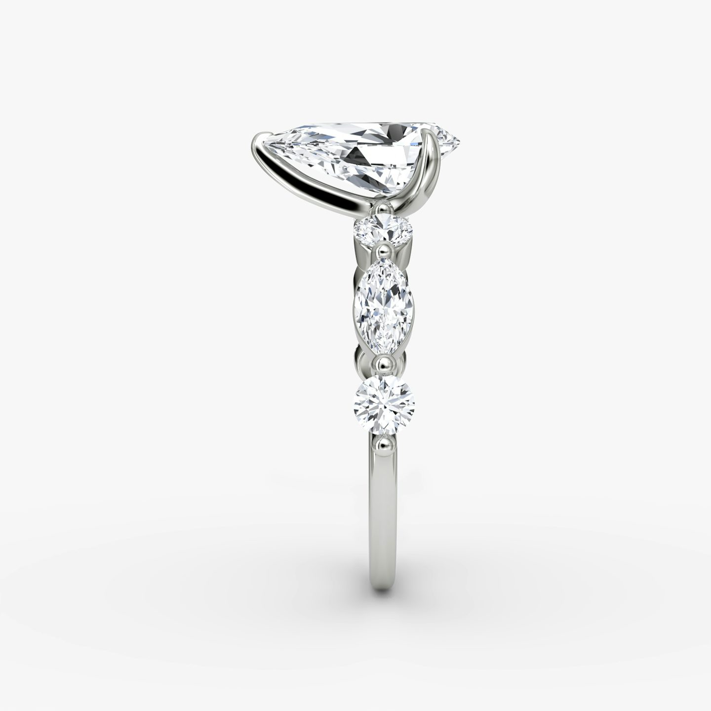 The Mixed Shape Single Shared Prong | Pear | Platinum | bandAccent: Plain | diamondOrientation: vertical | caratWeight: other