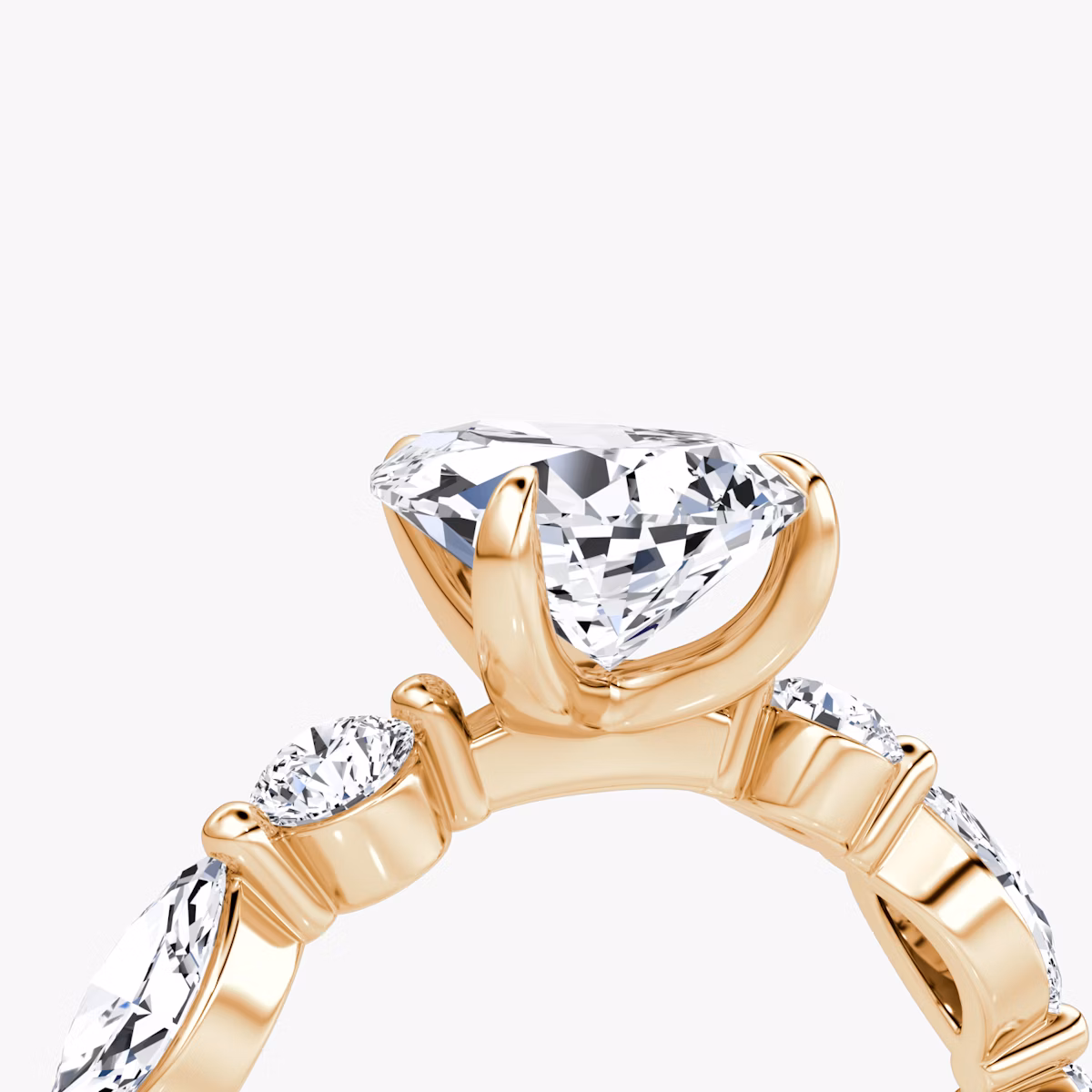Bague de fiançailles Mixed Shape Single Shared Prong | Poire | 14k | Or rose | bandAccent: Simple | diamondOrientation: vertical | caratWeight: other