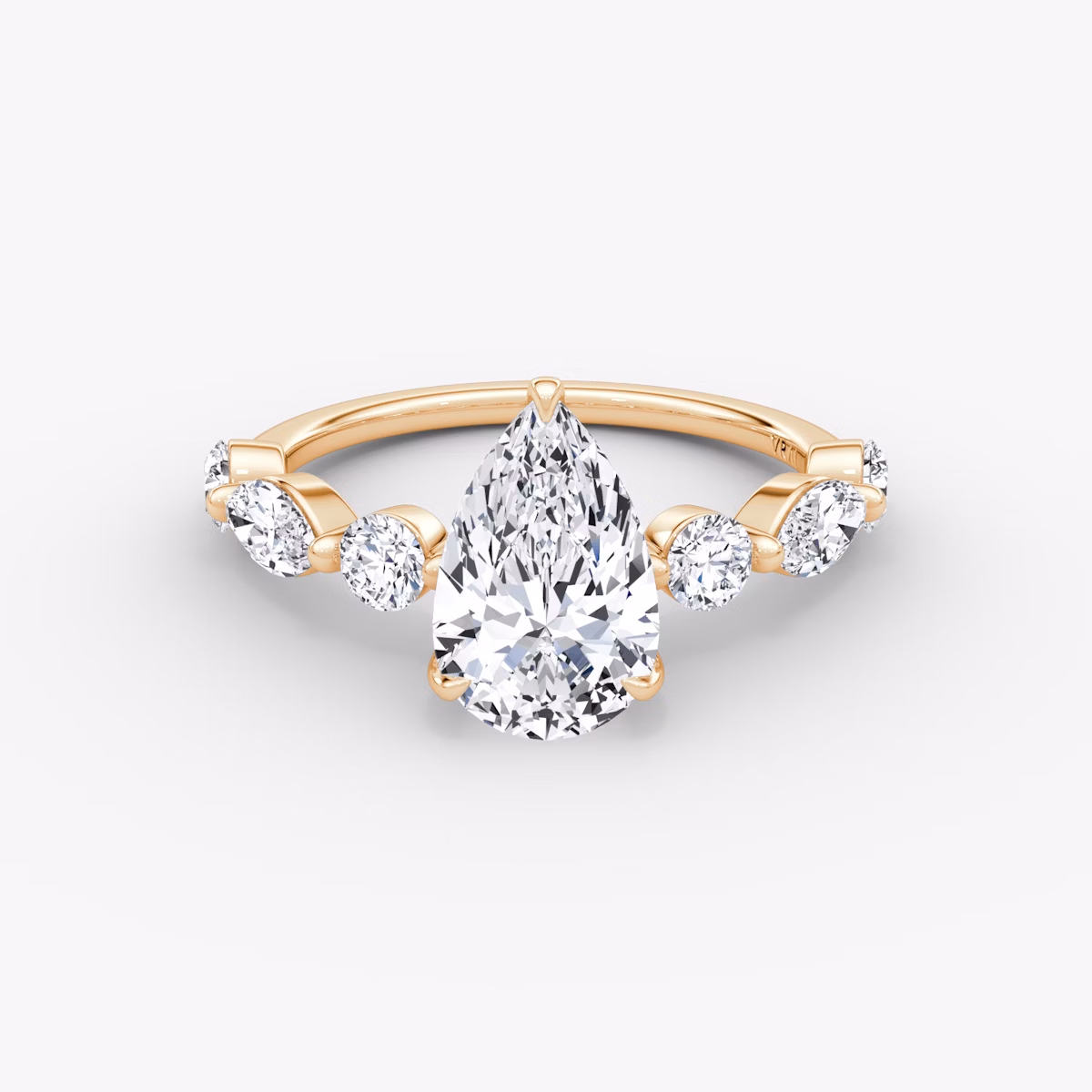 Bague de fiançailles Mixed Shape Single Shared Prong | Poire | 14k | Or rose | bandAccent: Simple | diamondOrientation: vertical | caratWeight: other