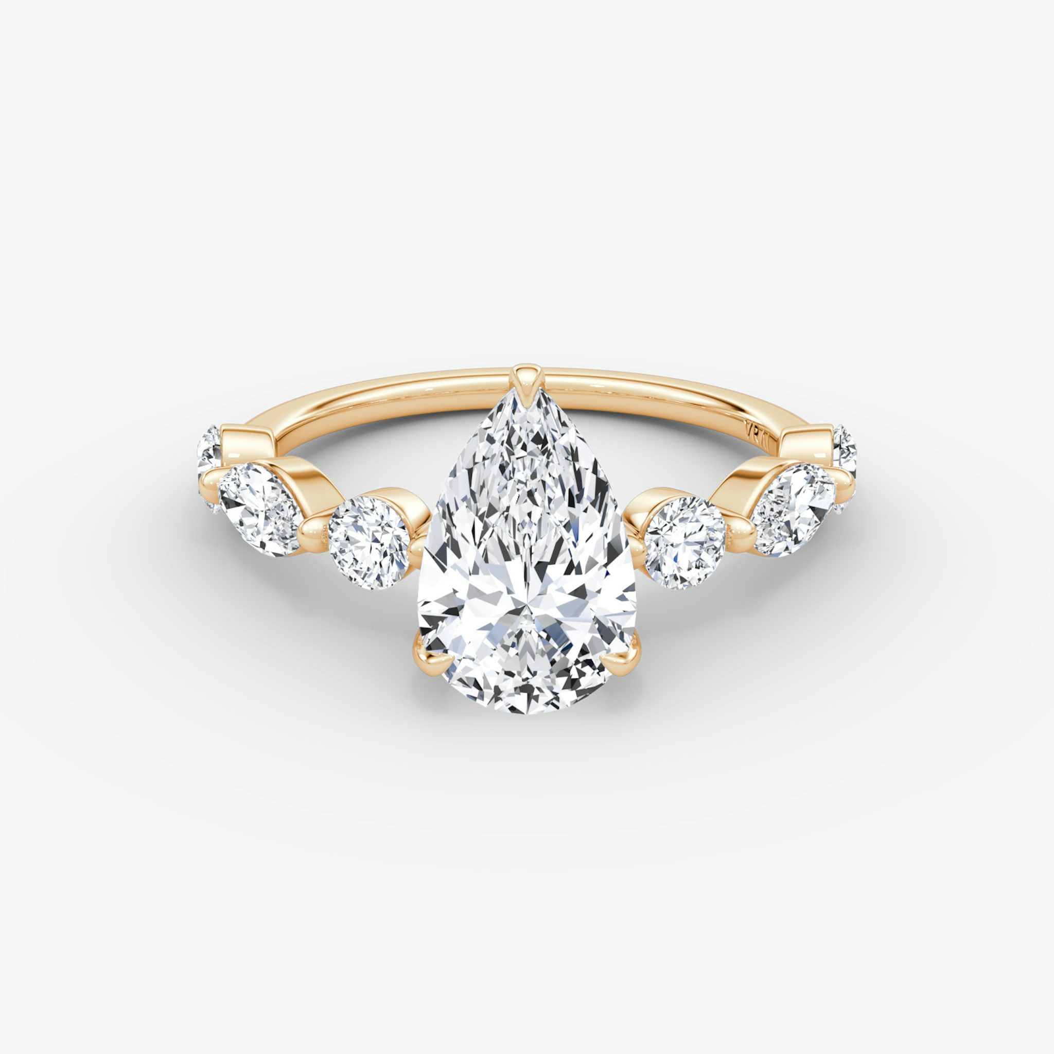The Mixed Shape Single Shared Prong | Pear | 14k | Rose Gold | bandAccent: Plain | diamondOrientation: vertical | caratWeight: other