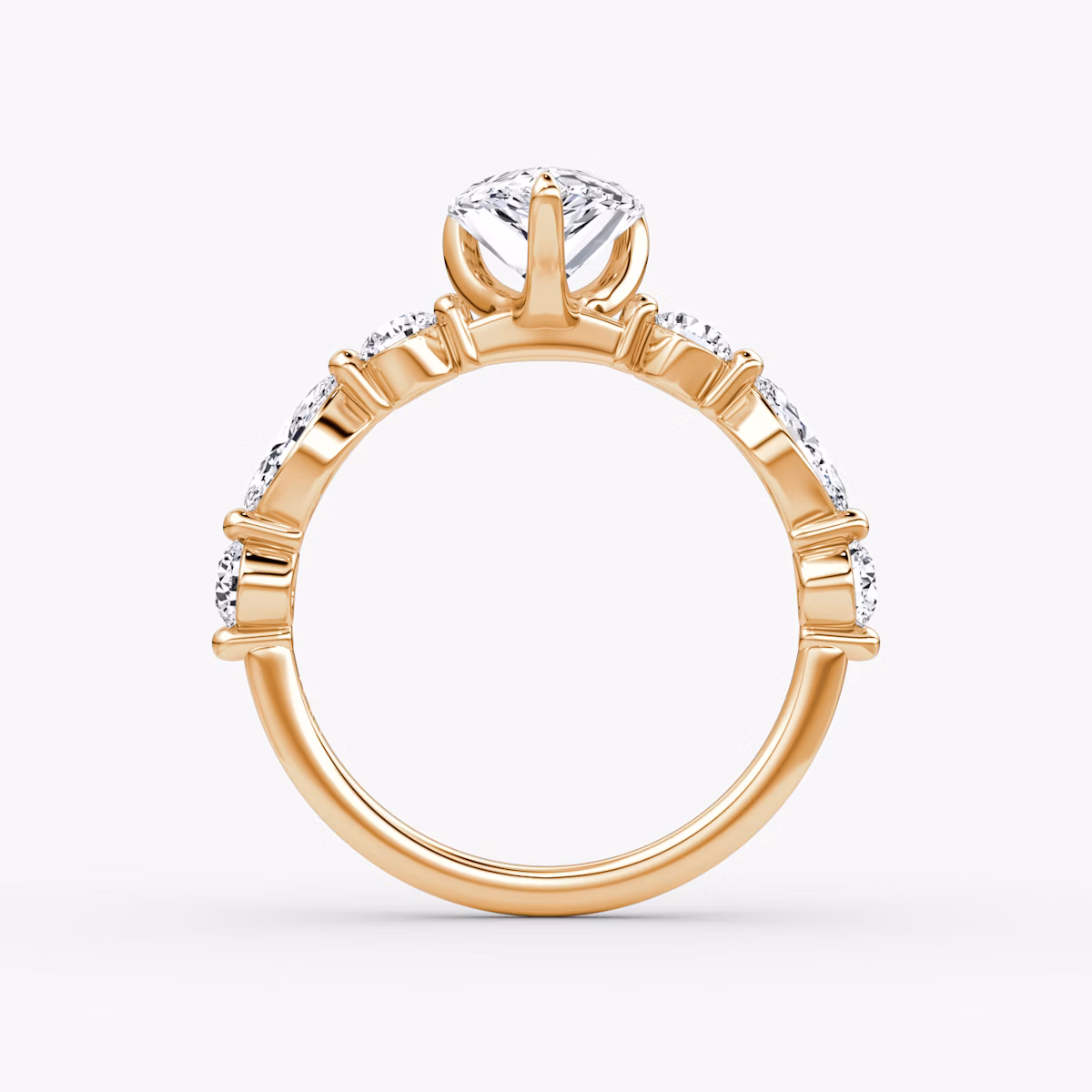Bague de fiançailles Mixed Shape Single Shared Prong | Poire | 14k | Or rose | bandAccent: Simple | diamondOrientation: vertical | caratWeight: other