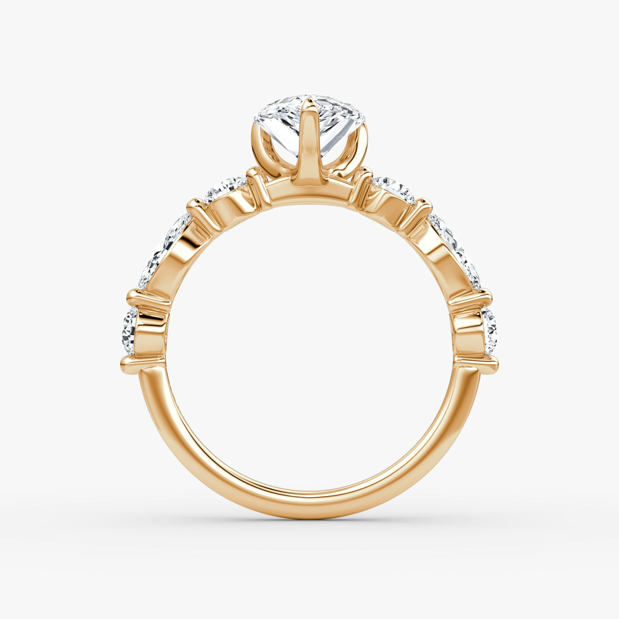 The Mixed Shape Single Shared Prong | Pear | 14k | Rose Gold | bandAccent: Plain | diamondOrientation: vertical | caratWeight: other