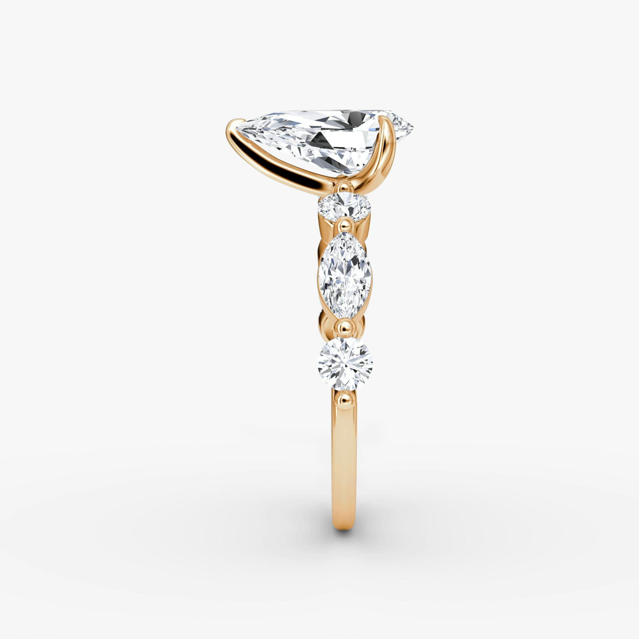 The Mixed Shape Single Shared Prong | Pear | 14k | Rose Gold | bandAccent: Plain | diamondOrientation: vertical | caratWeight: other