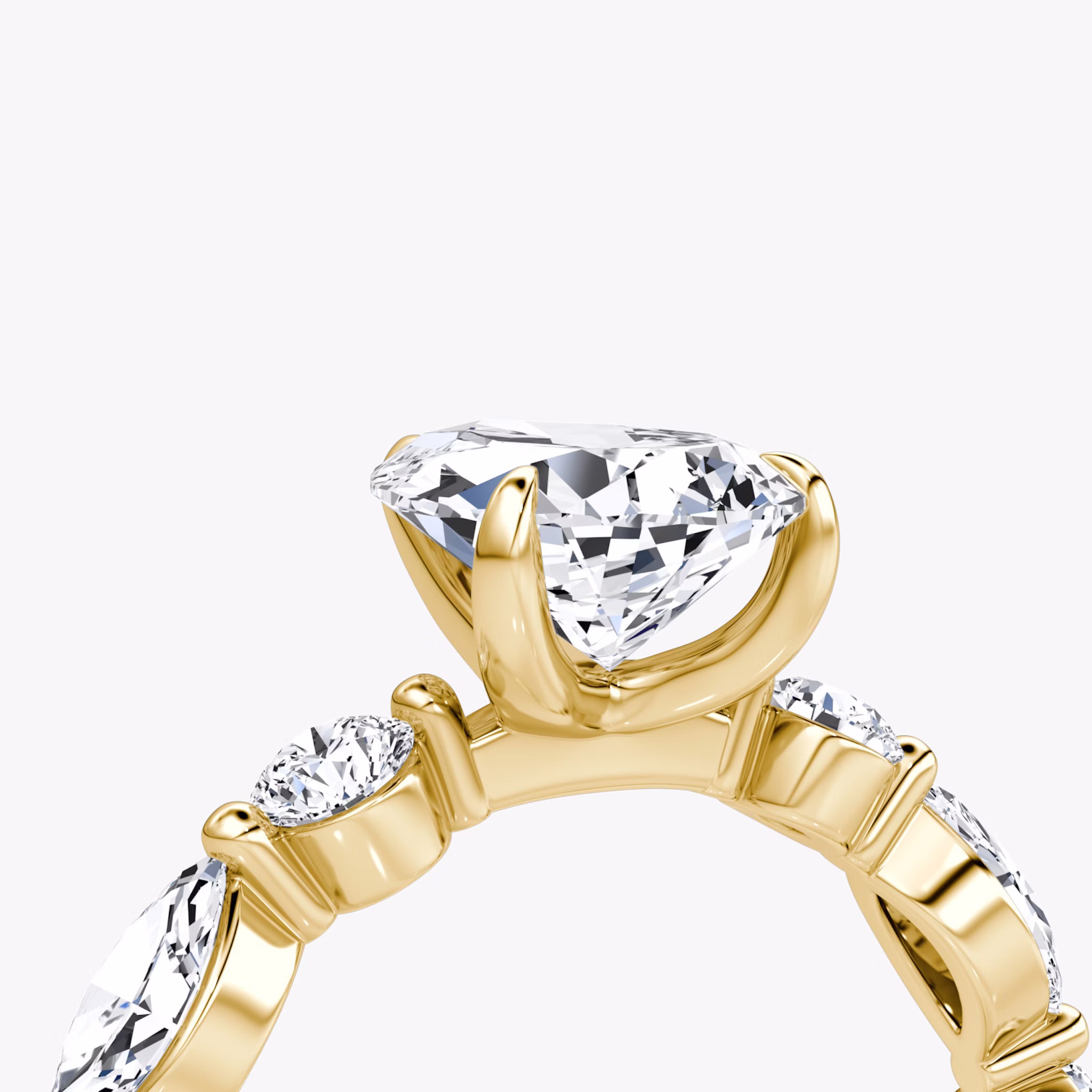 The Mixed Shape Single Shared Prong | Pear | 18k | Yellow Gold | bandAccent: Plain | diamondOrientation: vertical | caratWeight: other