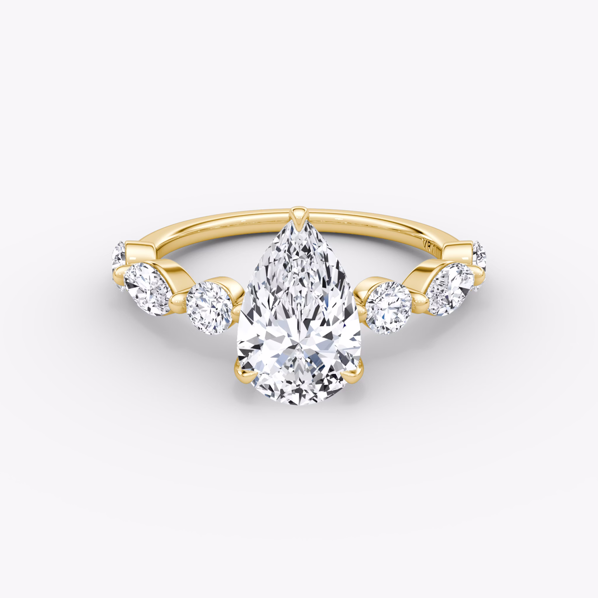 The Mixed Shape Single Shared Prong | Pear | 18k | Yellow Gold | bandAccent: Plain | diamondOrientation: vertical | caratWeight: other