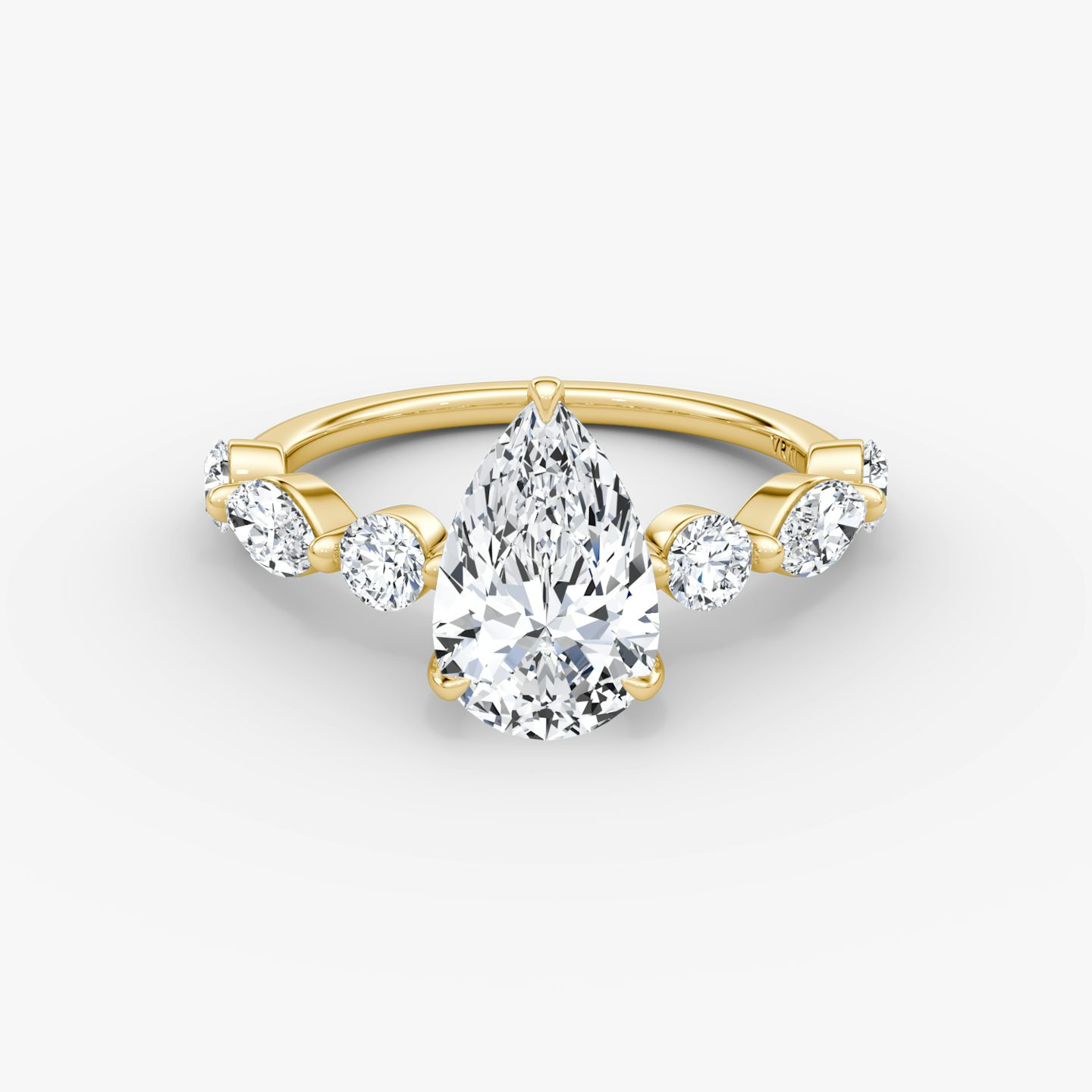 The Mixed Shape Single Shared Prong | Pear | 18k | Yellow Gold | bandAccent: Plain | diamondOrientation: vertical | caratWeight: other