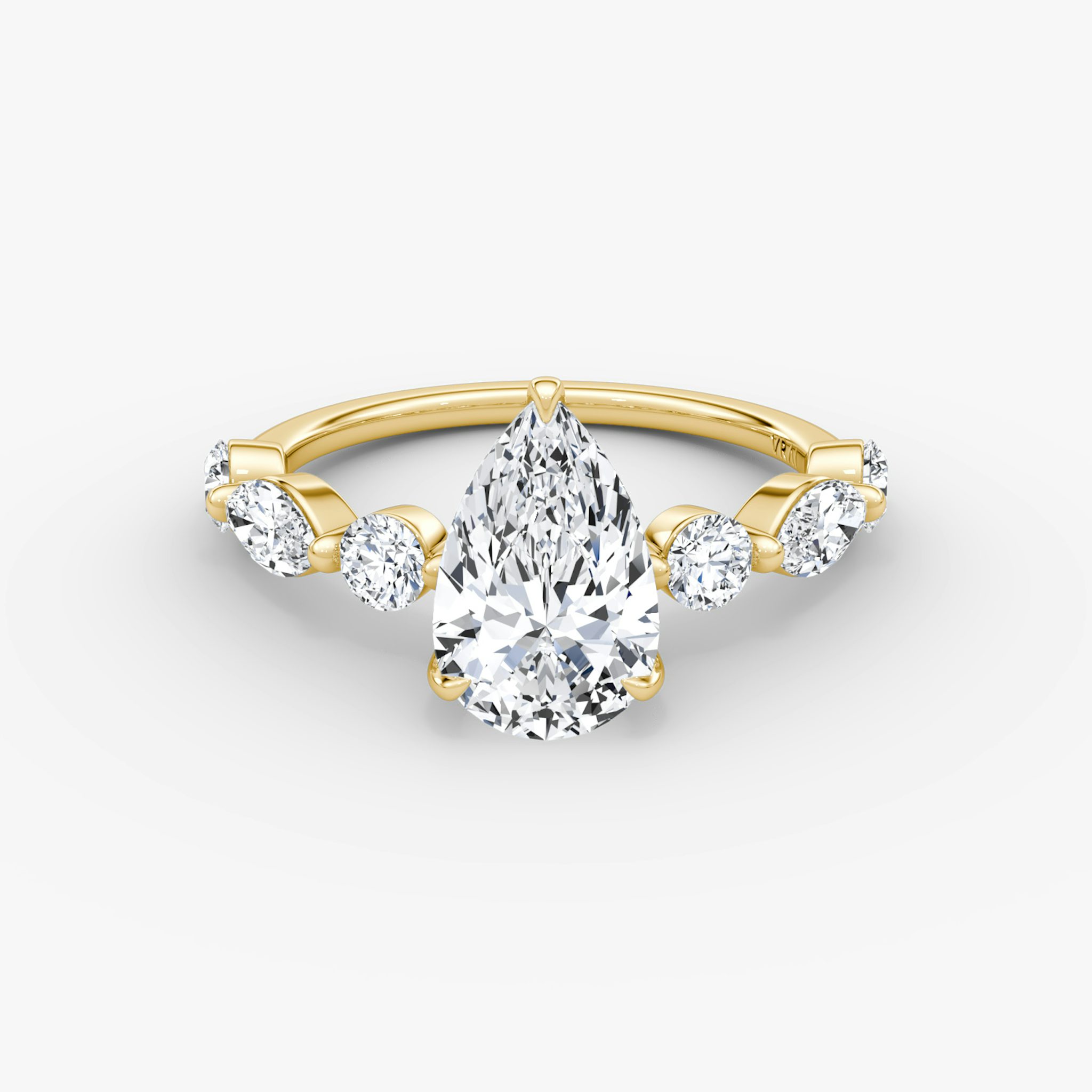 The Mixed Shape Single Shared Prong | Pear | 18k | Yellow Gold | bandAccent: Plain | diamondOrientation: vertical | caratWeight: other