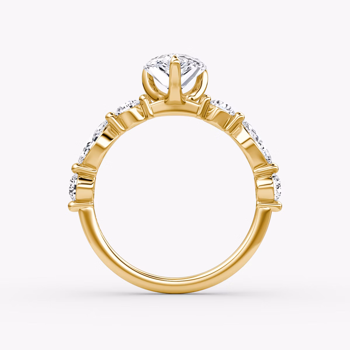 The Mixed Shape Single Shared Prong | Pear | 18k | Yellow Gold | bandAccent: Plain | diamondOrientation: vertical | caratWeight: other