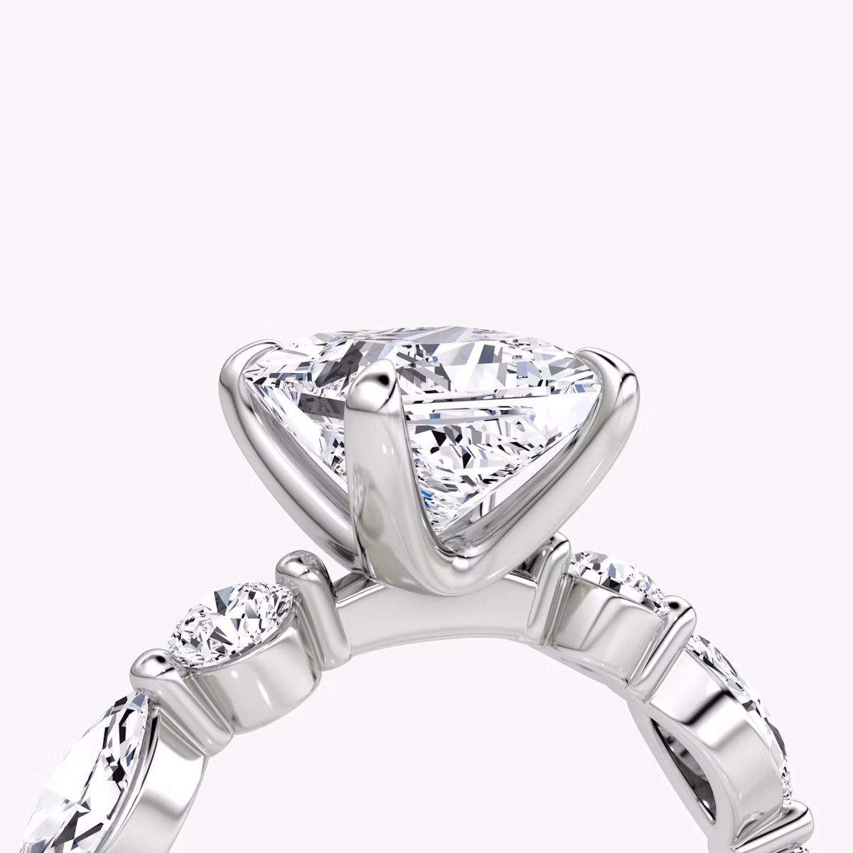 The Mixed Shape Single Shared Prong | Princess | 18k | White Gold | bandAccent: Plain | diamondOrientation: vertical | caratWeight: other