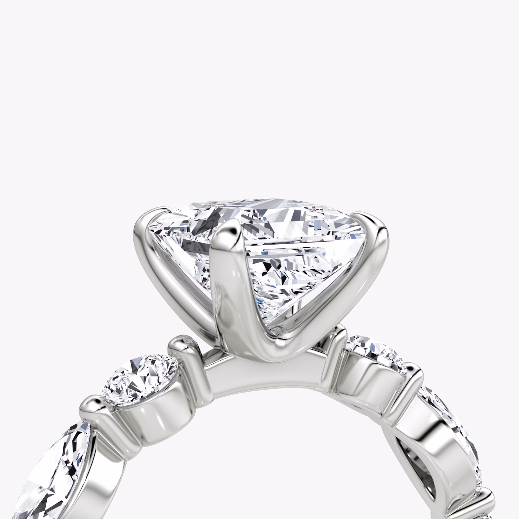 The Mixed Shape Single Shared Prong | Princess | Platinum | bandAccent: Plain | diamondOrientation: vertical | caratWeight: other