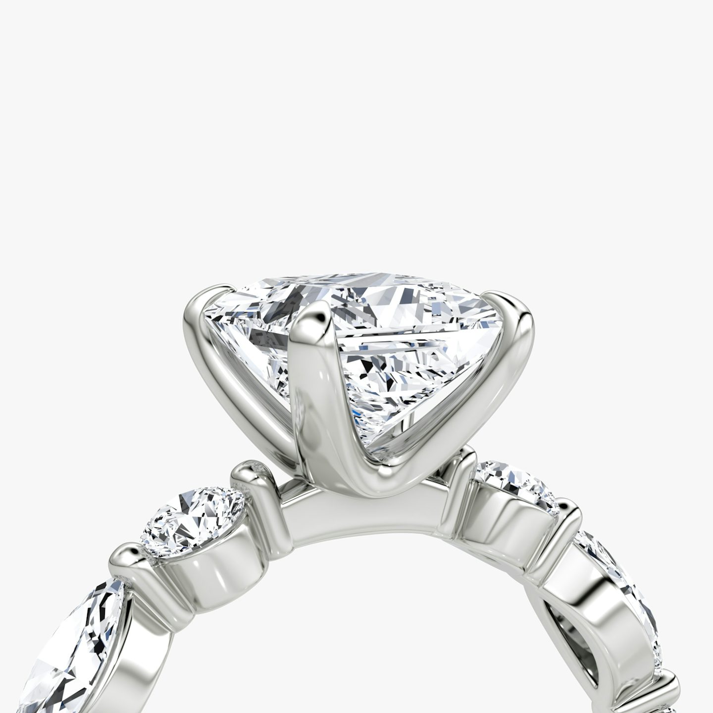 The Mixed Shape Single Shared Prong | Princess | Platinum | bandAccent: Plain | diamondOrientation: vertical | caratWeight: other