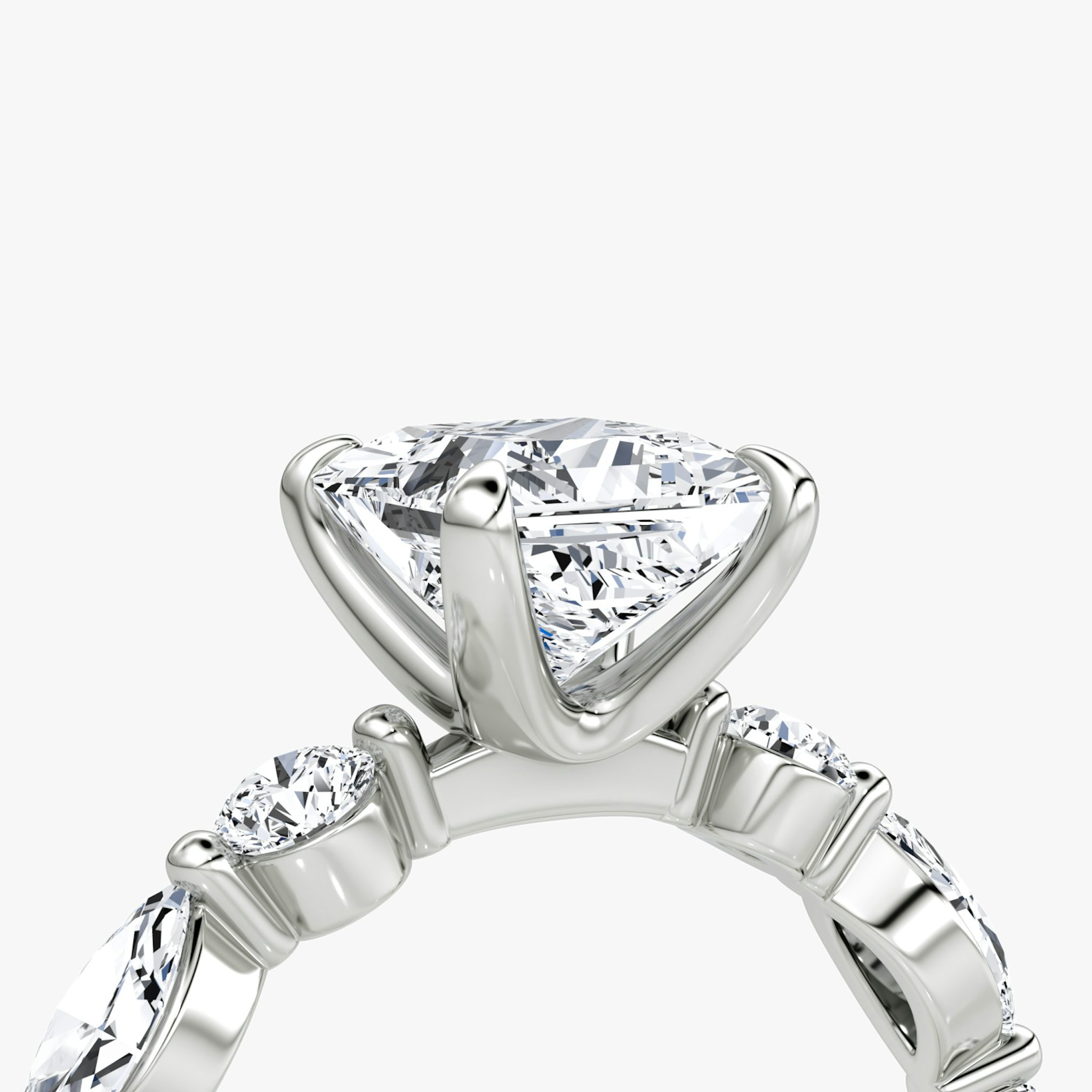 The Mixed Shape Single Shared Prong | Princess | Platinum | bandAccent: Plain | diamondOrientation: vertical | caratWeight: other