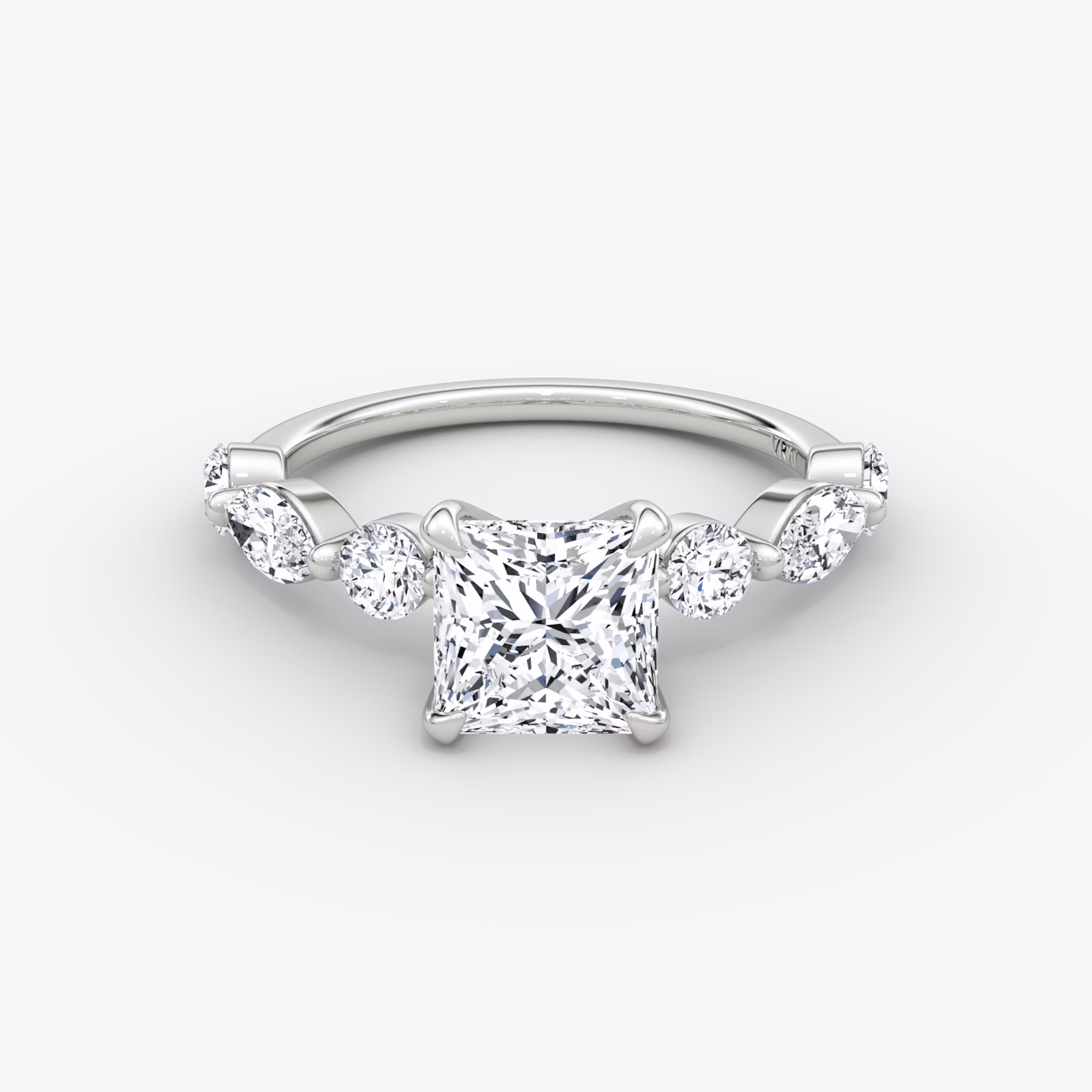 The Mixed Shape Single Shared Prong | Princess | Platinum | bandAccent: Plain | diamondOrientation: vertical | caratWeight: other