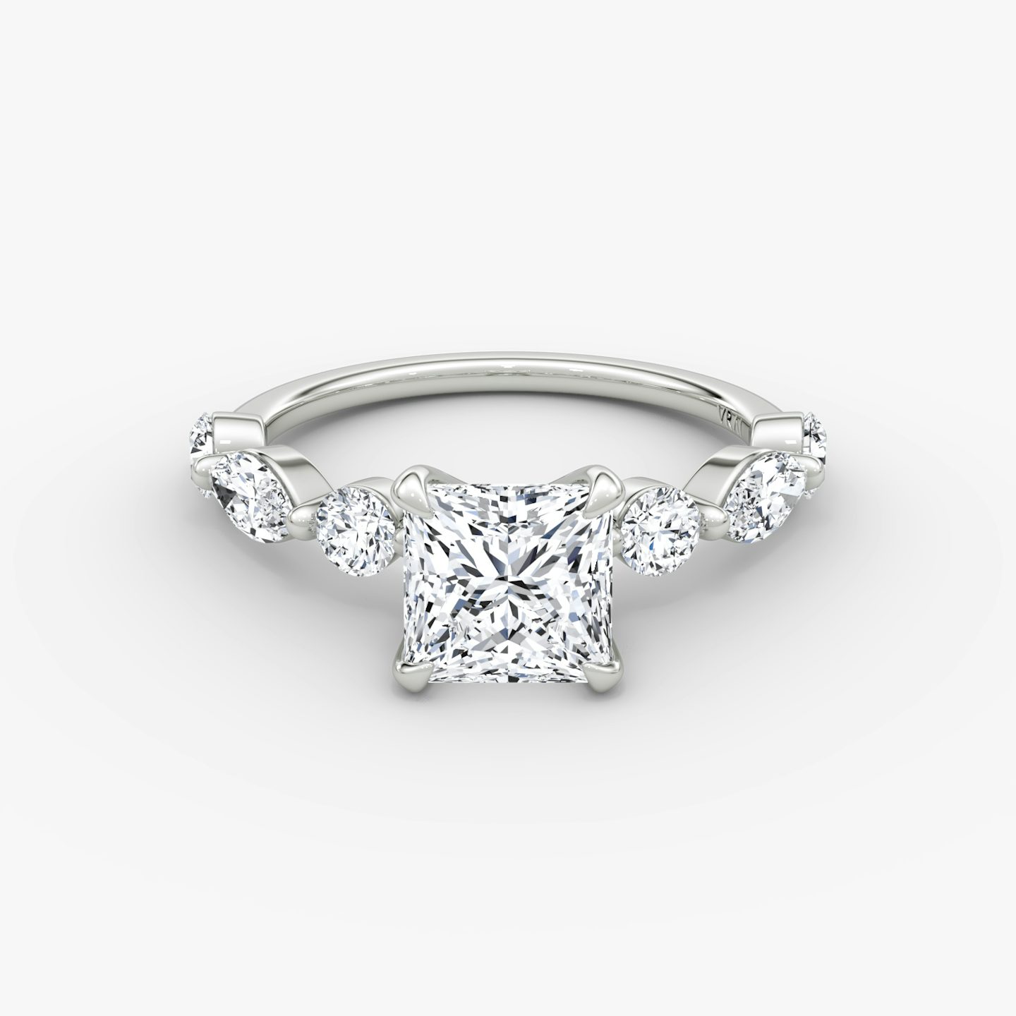 The Mixed Shape Single Shared Prong | Princess | Platinum | bandAccent: Plain | diamondOrientation: vertical | caratWeight: other
