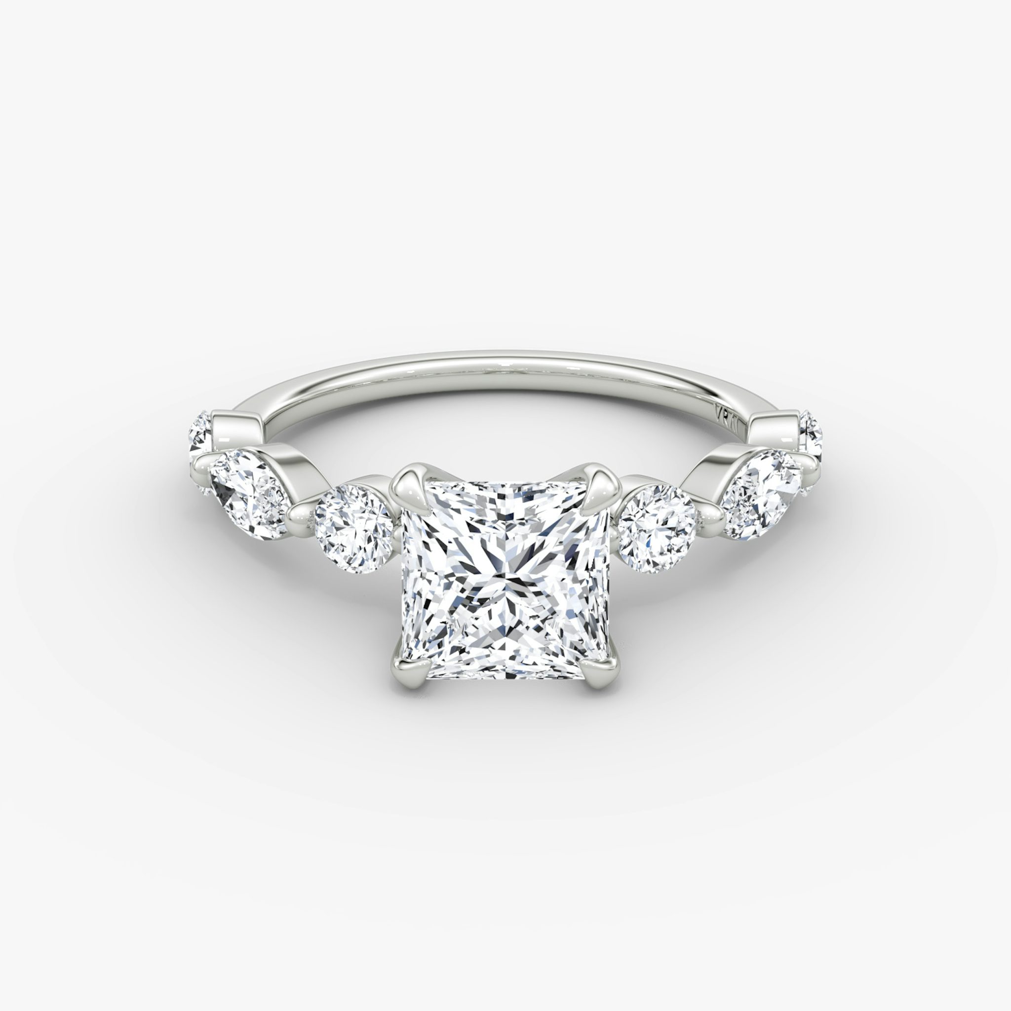 The Mixed Shape Single Shared Prong | Princess | Platinum | bandAccent: Plain | diamondOrientation: vertical | caratWeight: other