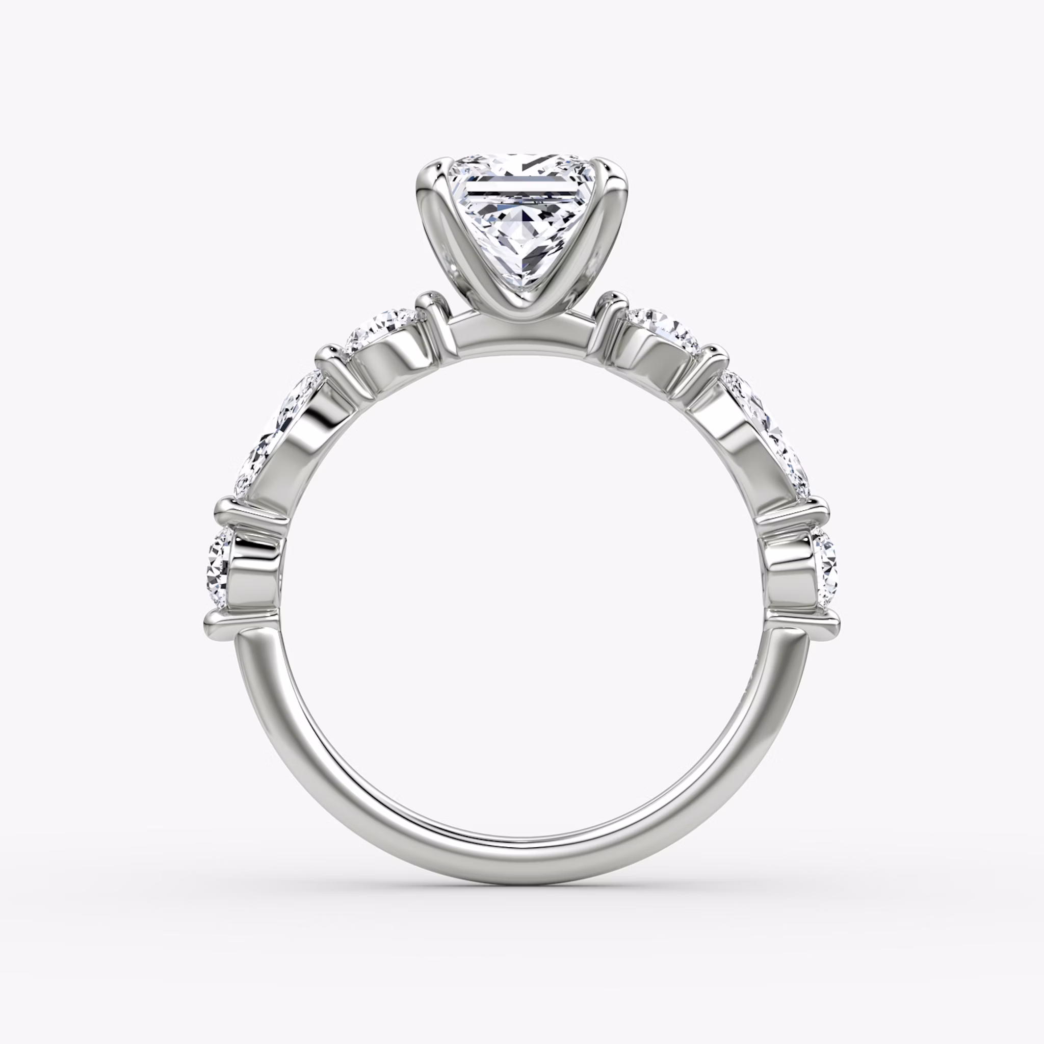 The Mixed Shape Single Shared Prong | Princess | Platinum | bandAccent: Plain | diamondOrientation: vertical | caratWeight: other