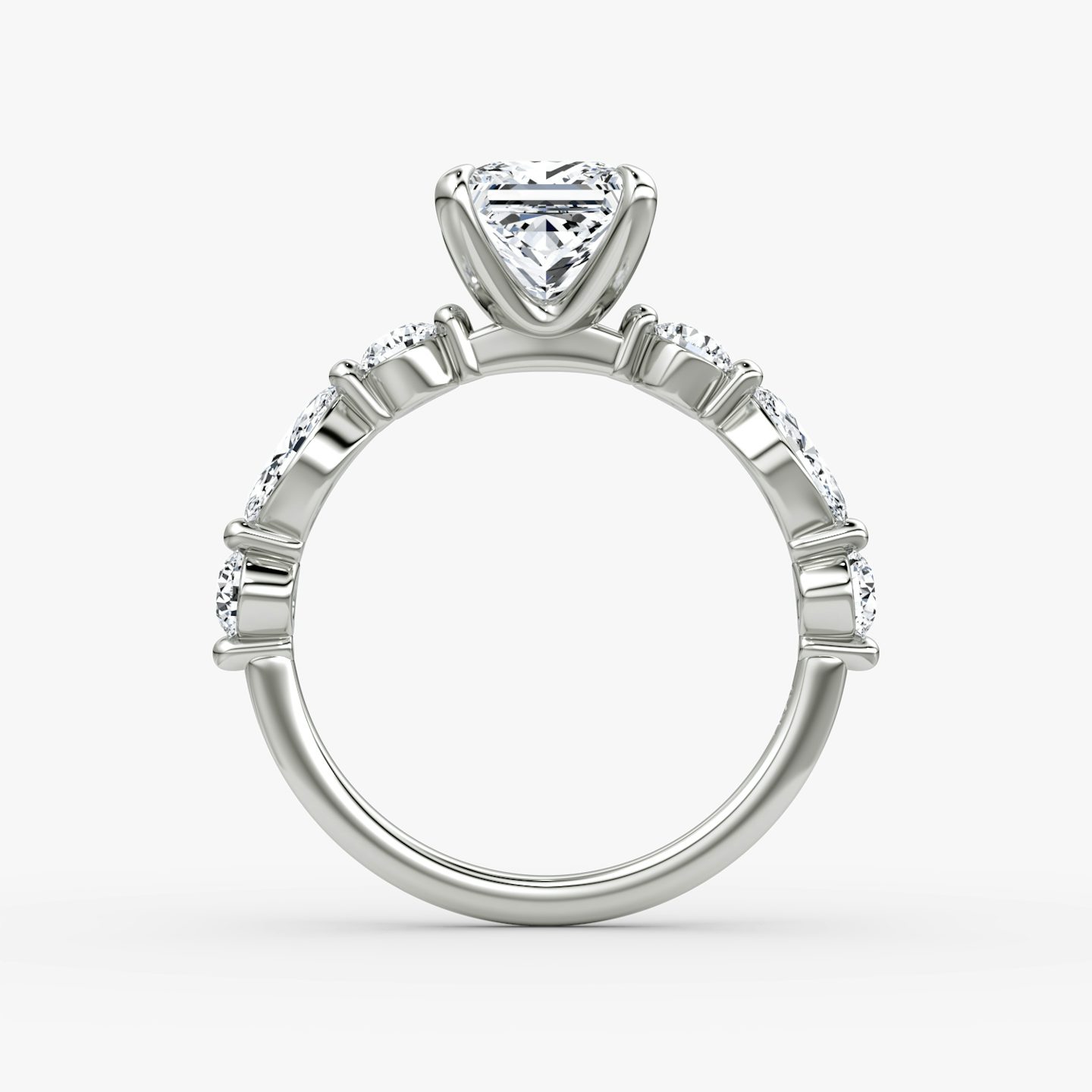 The Mixed Shape Single Shared Prong | Princess | Platinum | bandAccent: Plain | diamondOrientation: vertical | caratWeight: other