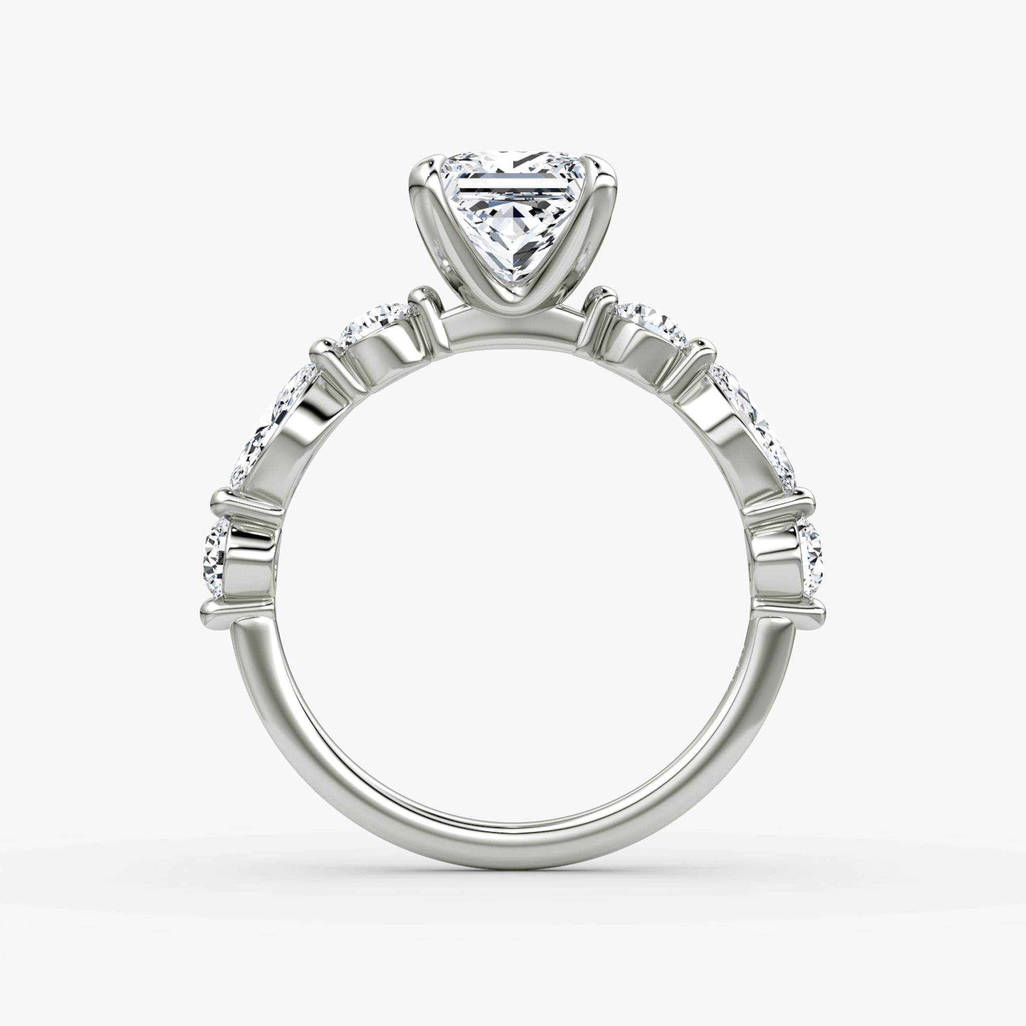 The Mixed Shape Single Shared Prong | Princess | Platinum | bandAccent: Plain | diamondOrientation: vertical | caratWeight: other