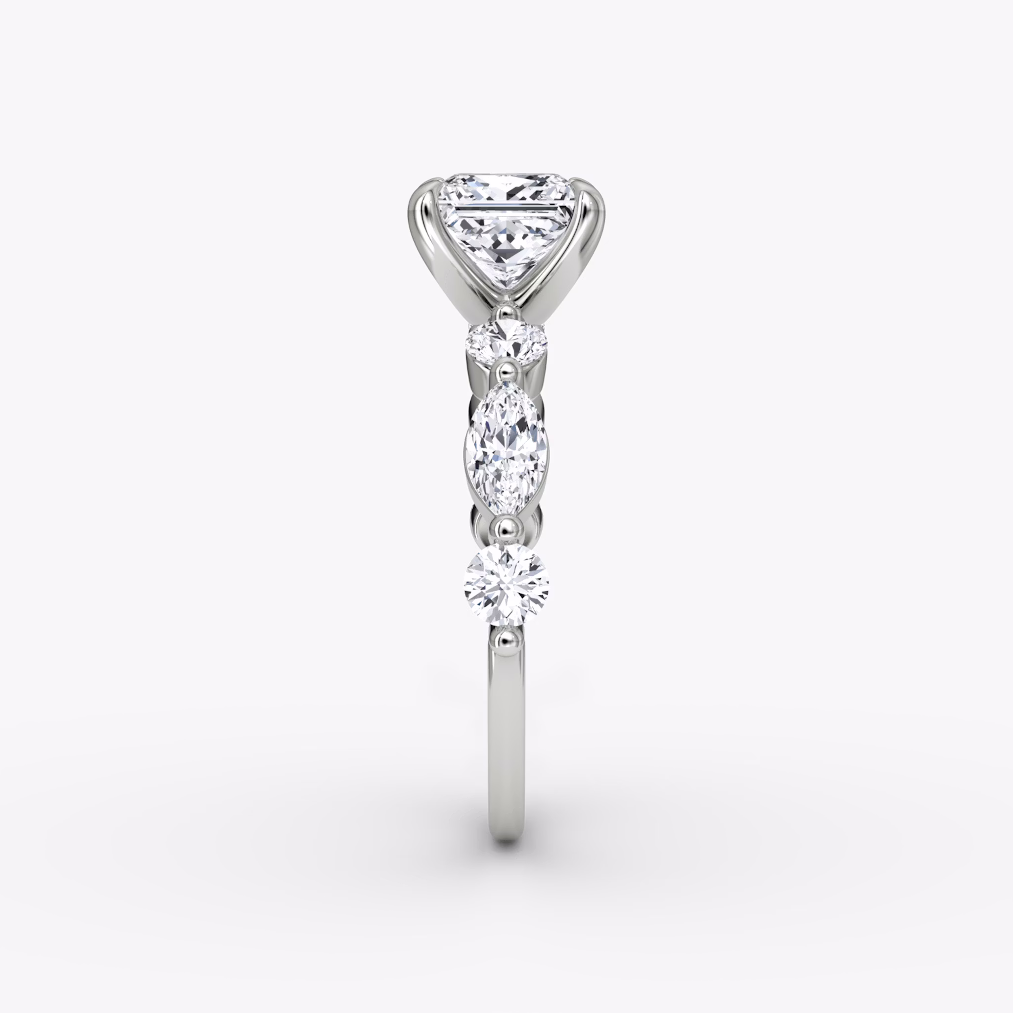The Mixed Shape Single Shared Prong | Princess | Platinum | bandAccent: Plain | diamondOrientation: vertical | caratWeight: other