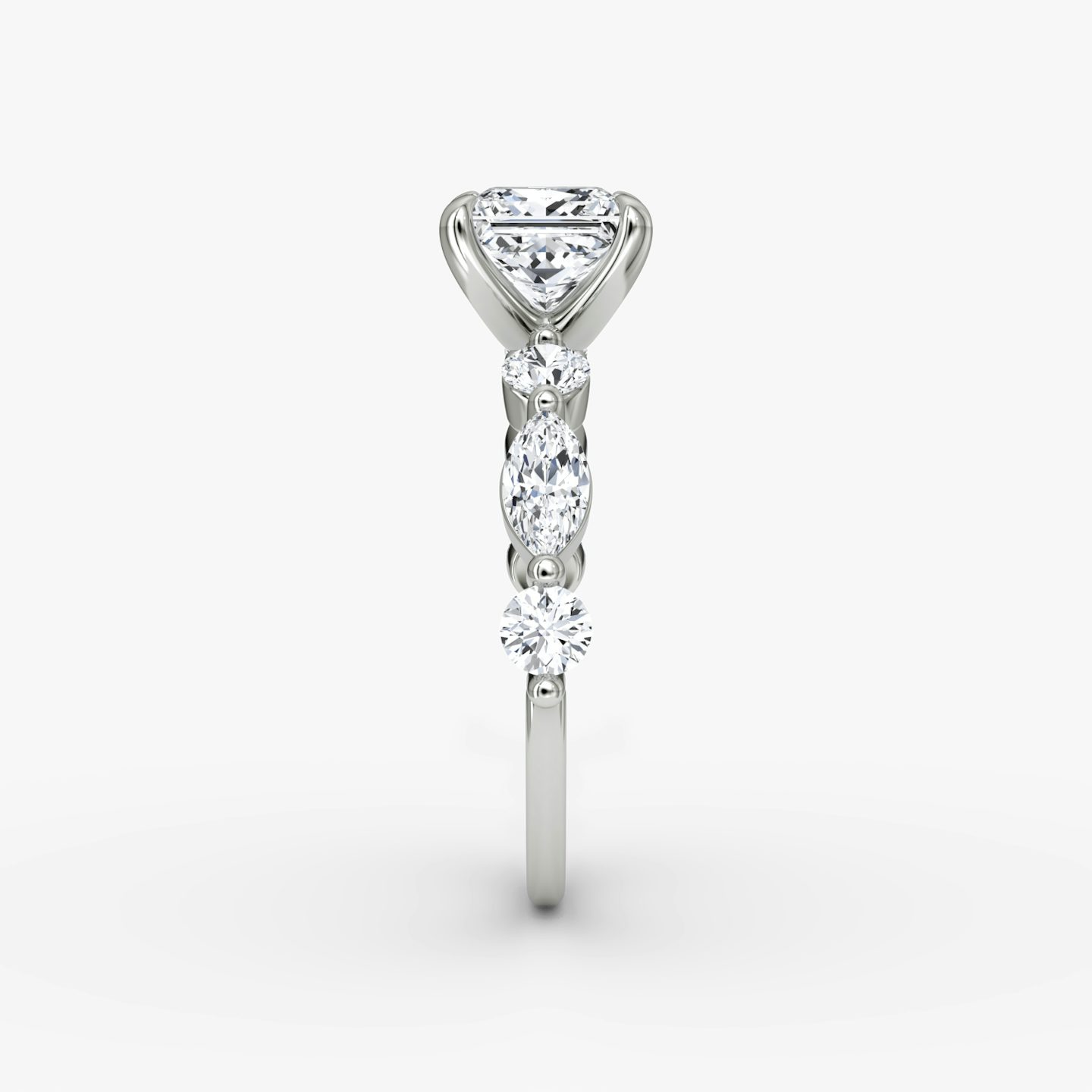 The Mixed Shape Single Shared Prong | Princess | Platinum | bandAccent: Plain | diamondOrientation: vertical | caratWeight: other