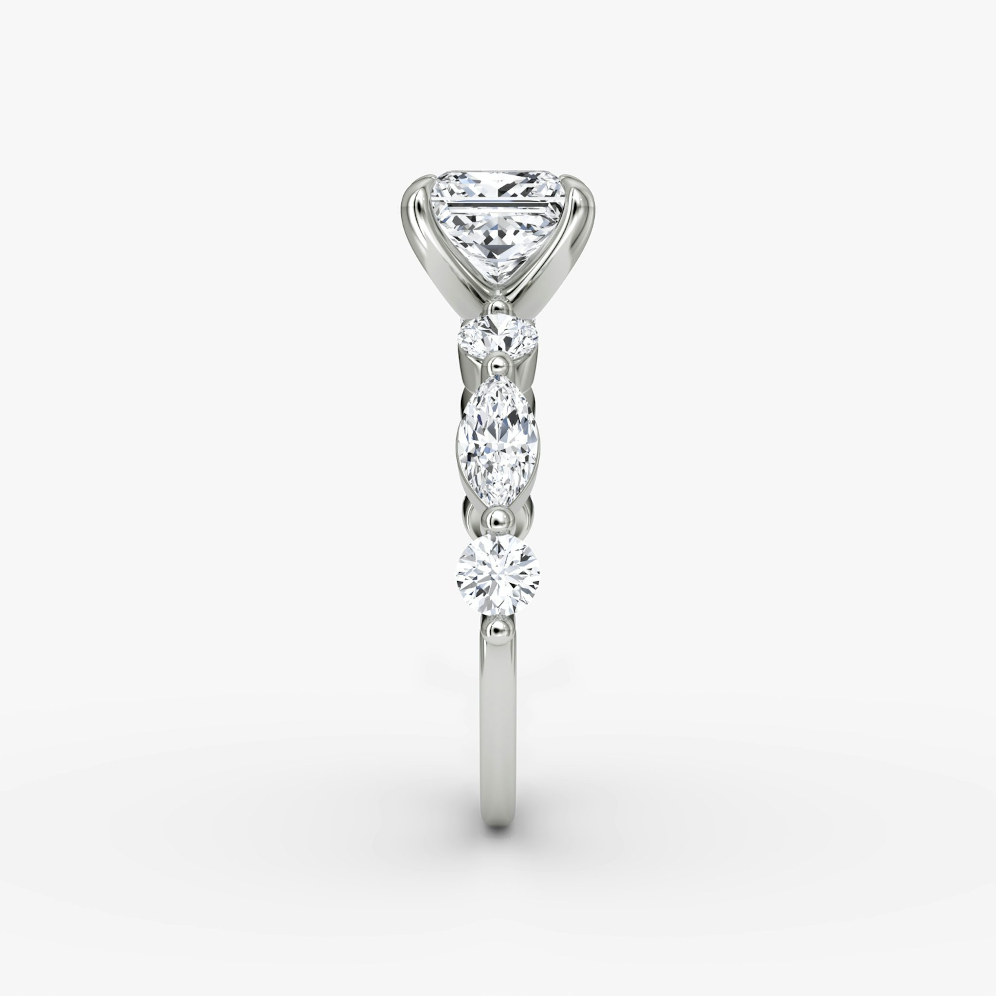 The Mixed Shape Single Shared Prong | Princess | Platinum | bandAccent: Plain | diamondOrientation: vertical | caratWeight: other