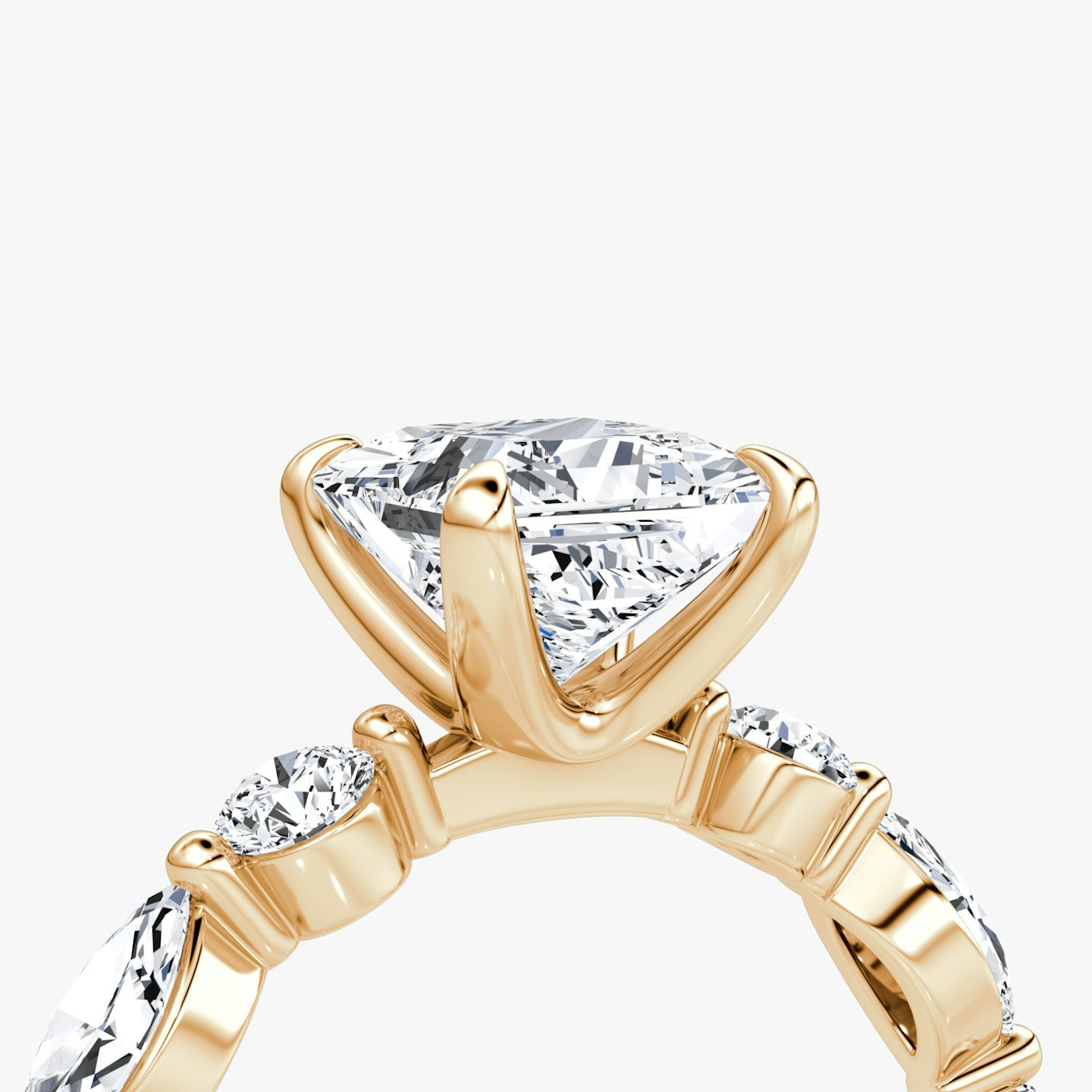 The Mixed Shape Single Shared Prong | Princess | 14k | Rose Gold | bandAccent: Plain | diamondOrientation: vertical | caratWeight: other