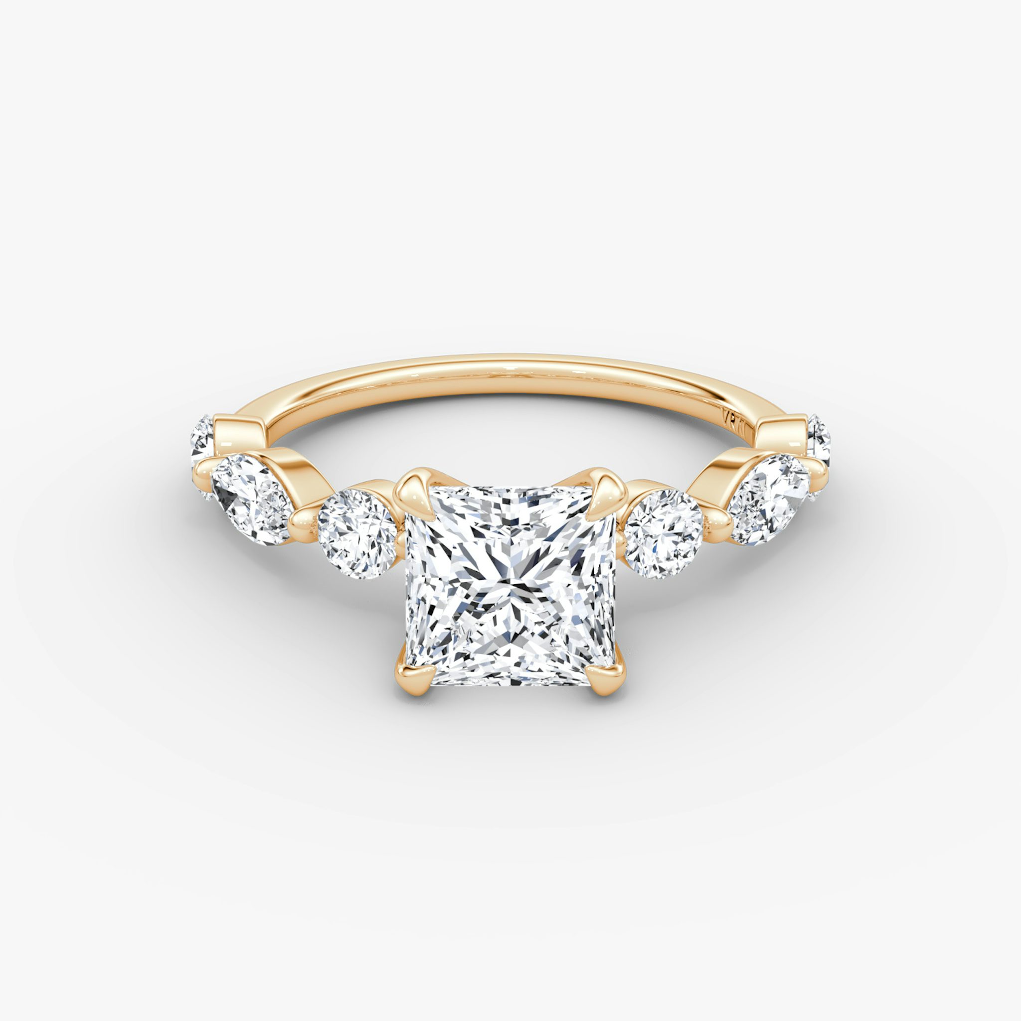 The Mixed Shape Single Shared Prong | Princess | 14k | Rose Gold | bandAccent: Plain | diamondOrientation: vertical | caratWeight: other