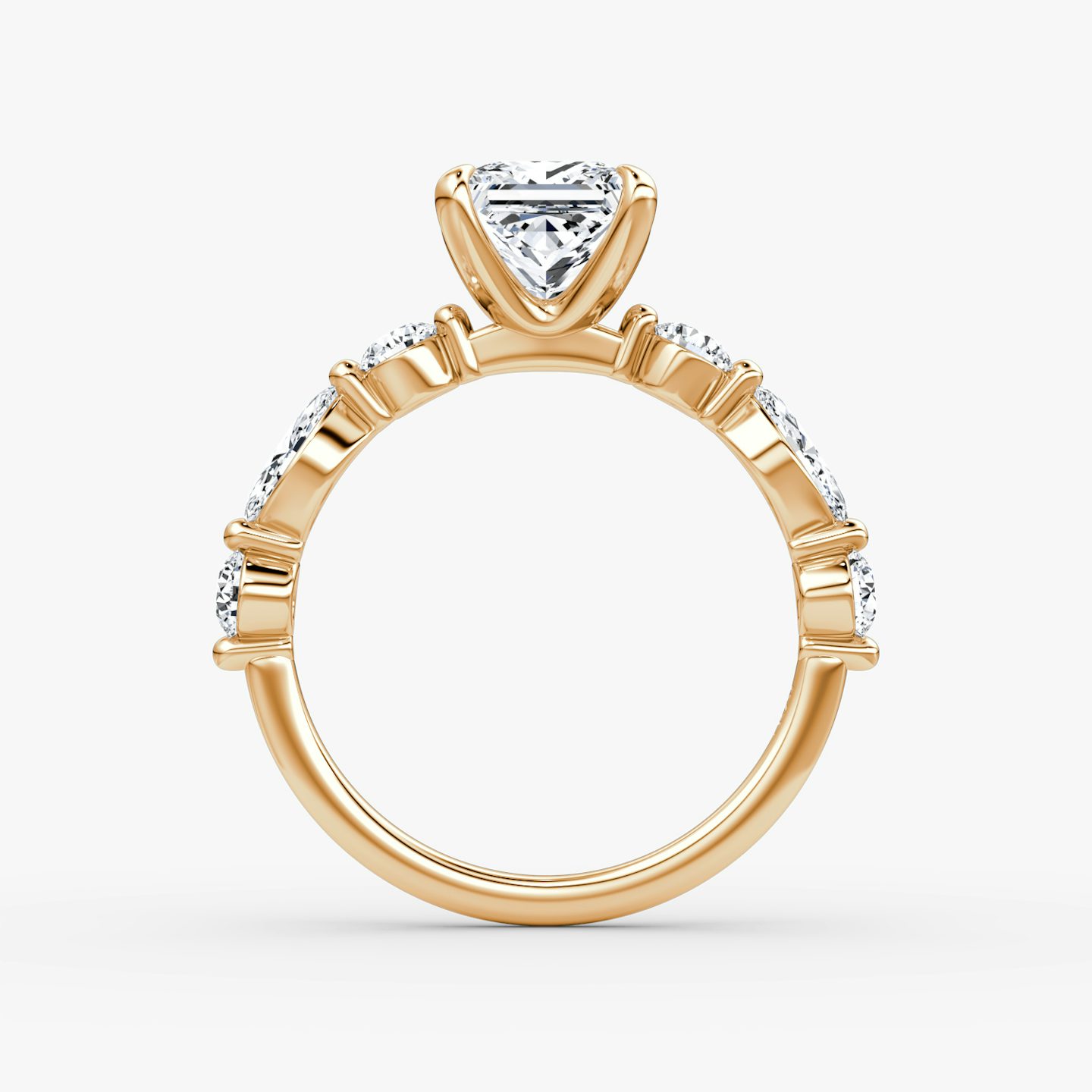 The Mixed Shape Single Shared Prong | Princess | 14k | Rose Gold | bandAccent: Plain | diamondOrientation: vertical | caratWeight: other