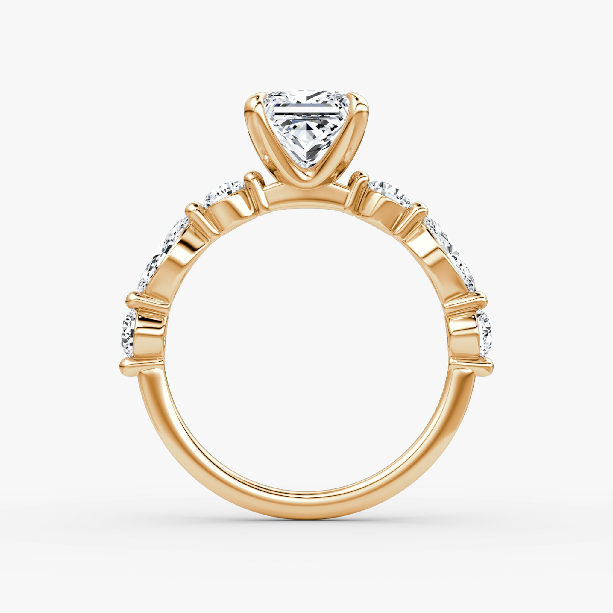 The Mixed Shape Single Shared Prong | Princess | 14k | Rose Gold | bandAccent: Plain | diamondOrientation: vertical | caratWeight: other