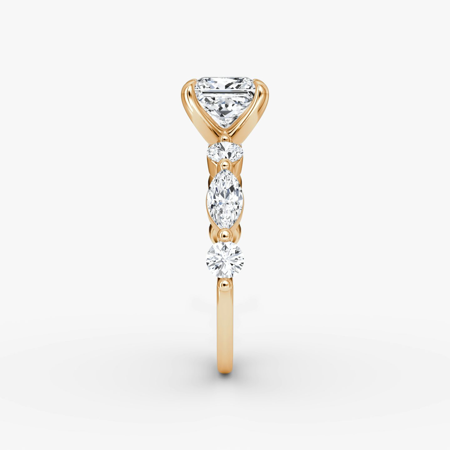 The Mixed Shape Single Shared Prong | Princess | 14k | Rose Gold | bandAccent: Plain | diamondOrientation: vertical | caratWeight: other