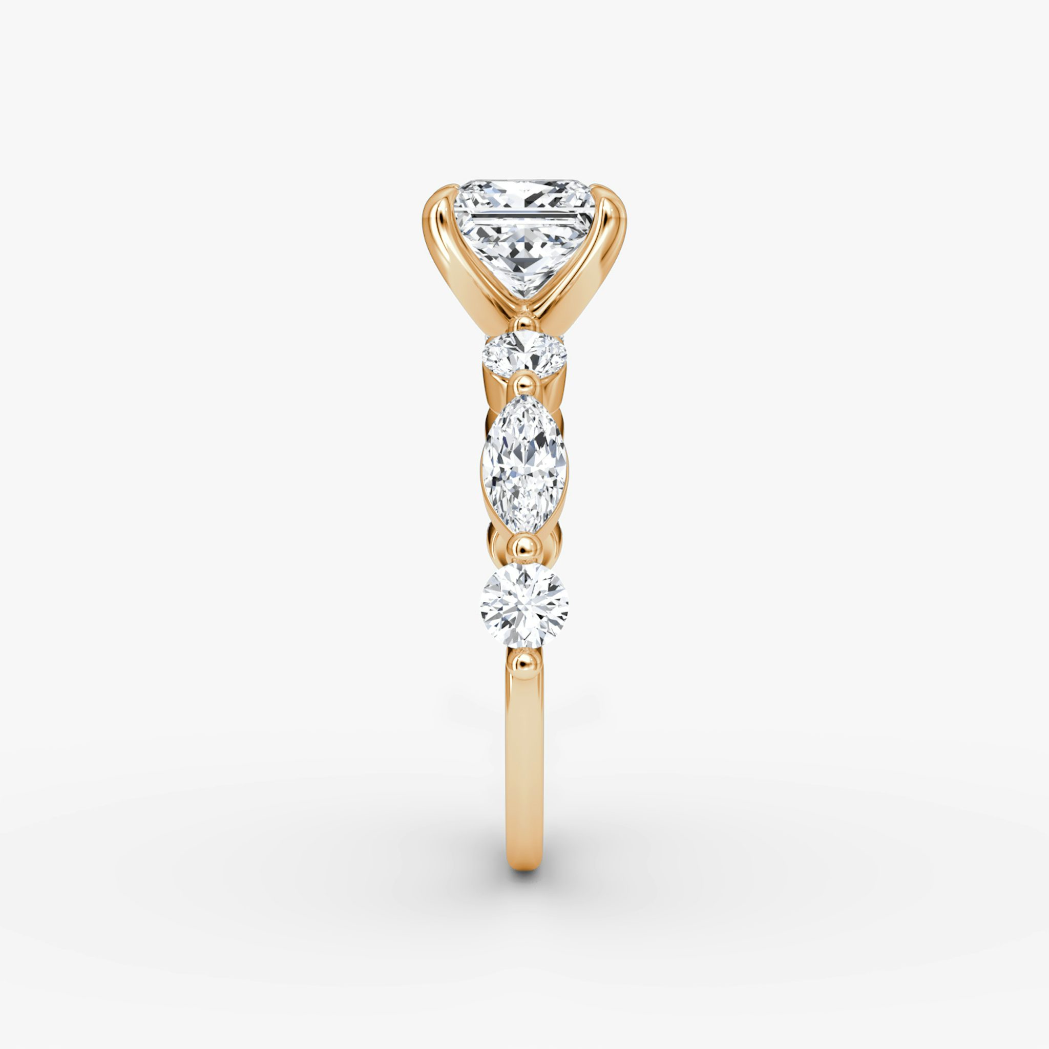 The Mixed Shape Single Shared Prong | Princess | 14k | Rose Gold | bandAccent: Plain | diamondOrientation: vertical | caratWeight: other