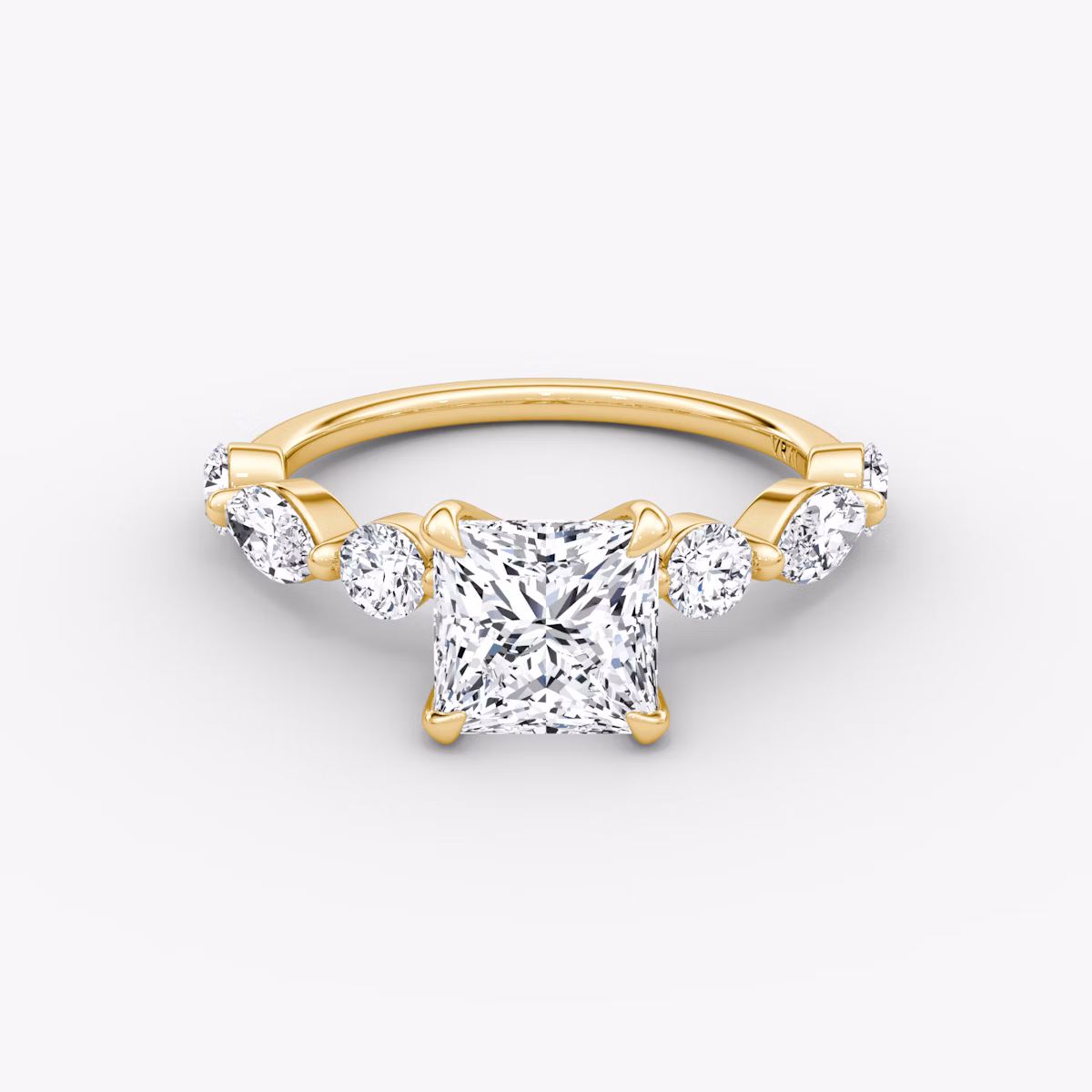 The Mixed Shape Single Shared Prong | Princess | 18k | Yellow Gold | bandAccent: Plain | diamondOrientation: vertical | caratWeight: other